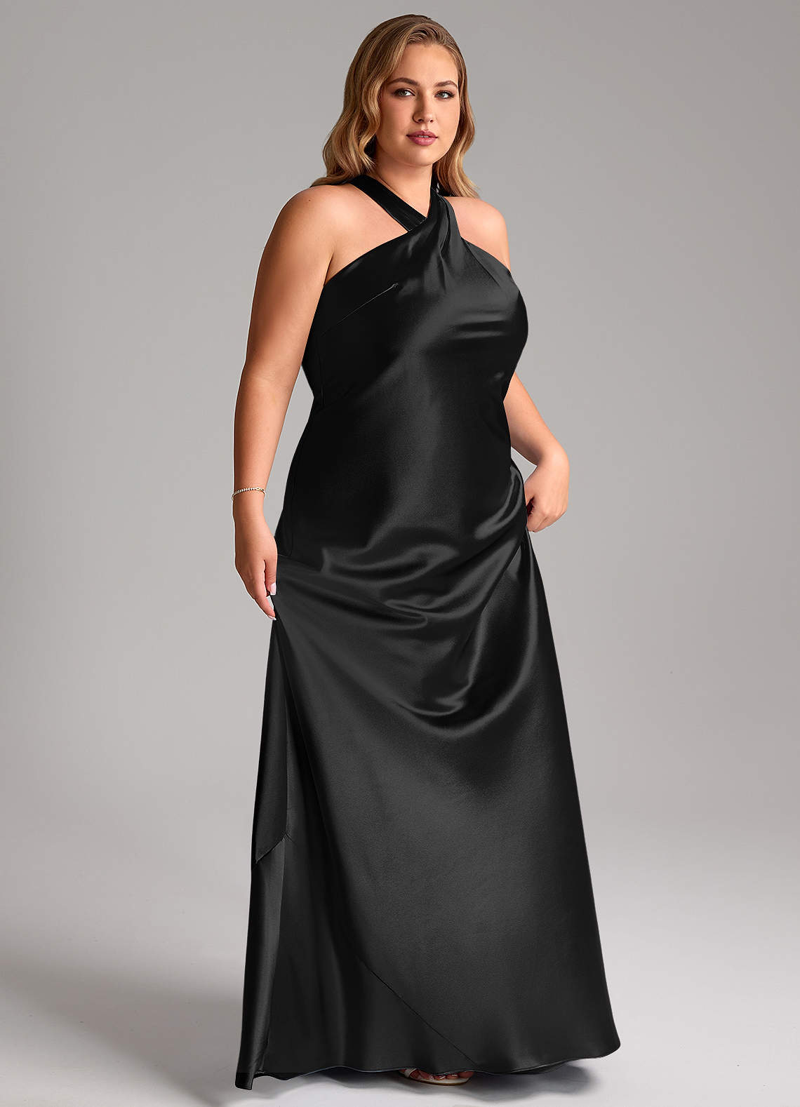 Azazie Doretta Bridesmaid Dresses Black Mermaid Bow Metallic Satin Dress image10