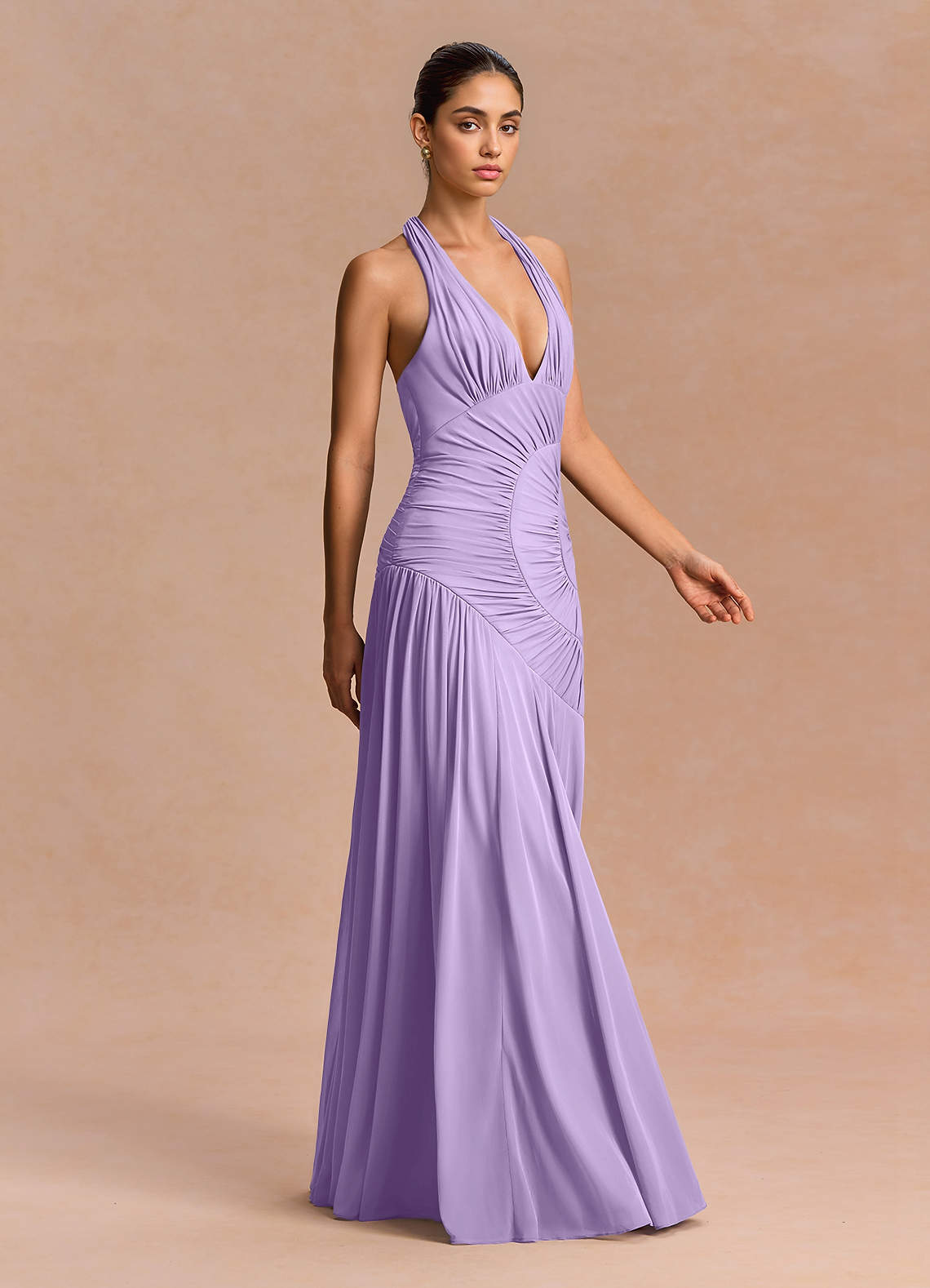 lilac maxi dress formal Azazie Dresses A-Line Wedding Guest Black Tie Dresses Halter GREENGUARD Gold