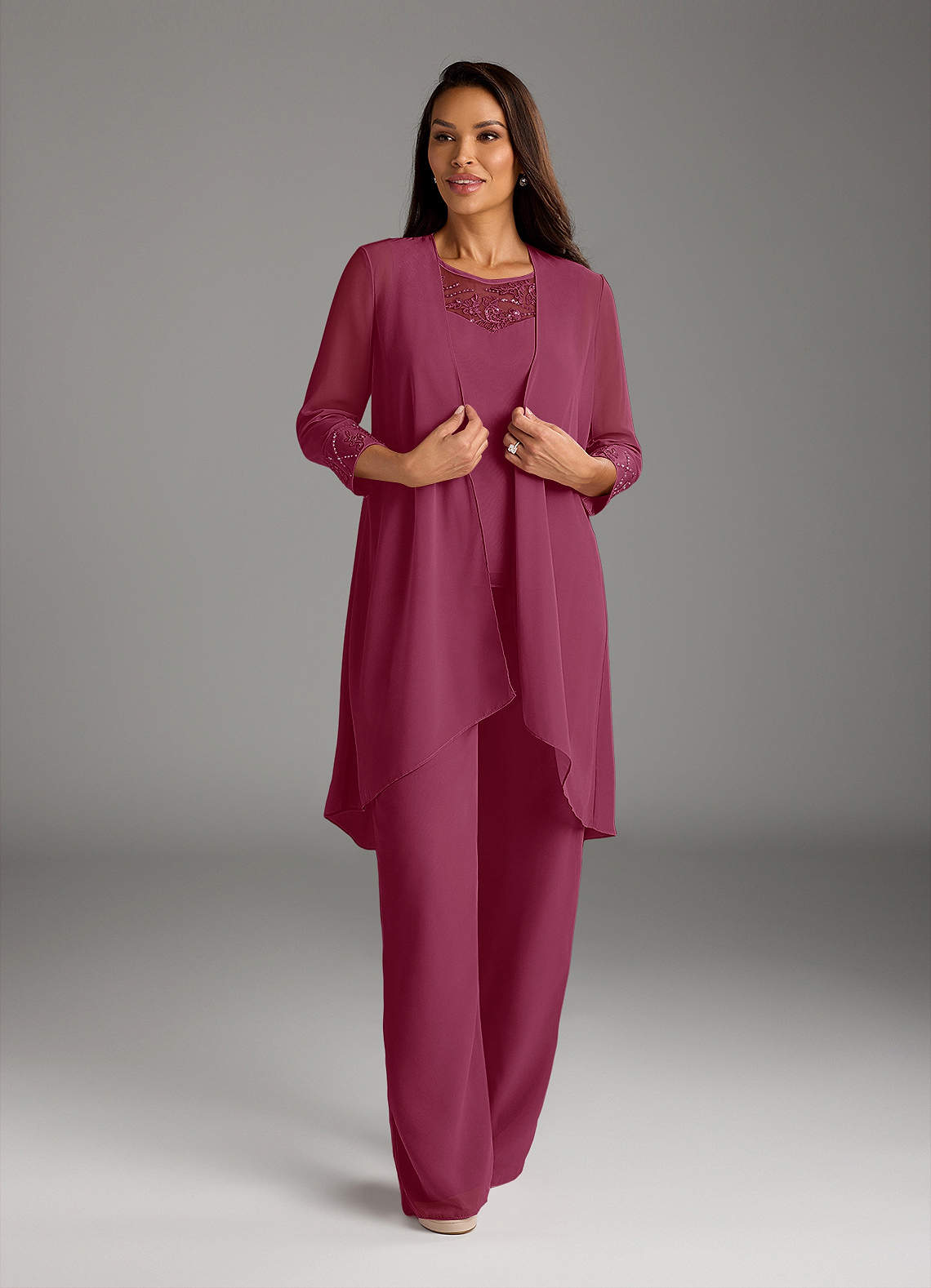 Azazie Maura Mulberry Jumpsuit/Pantsuit Sequins Chiffon Dress | Azazie