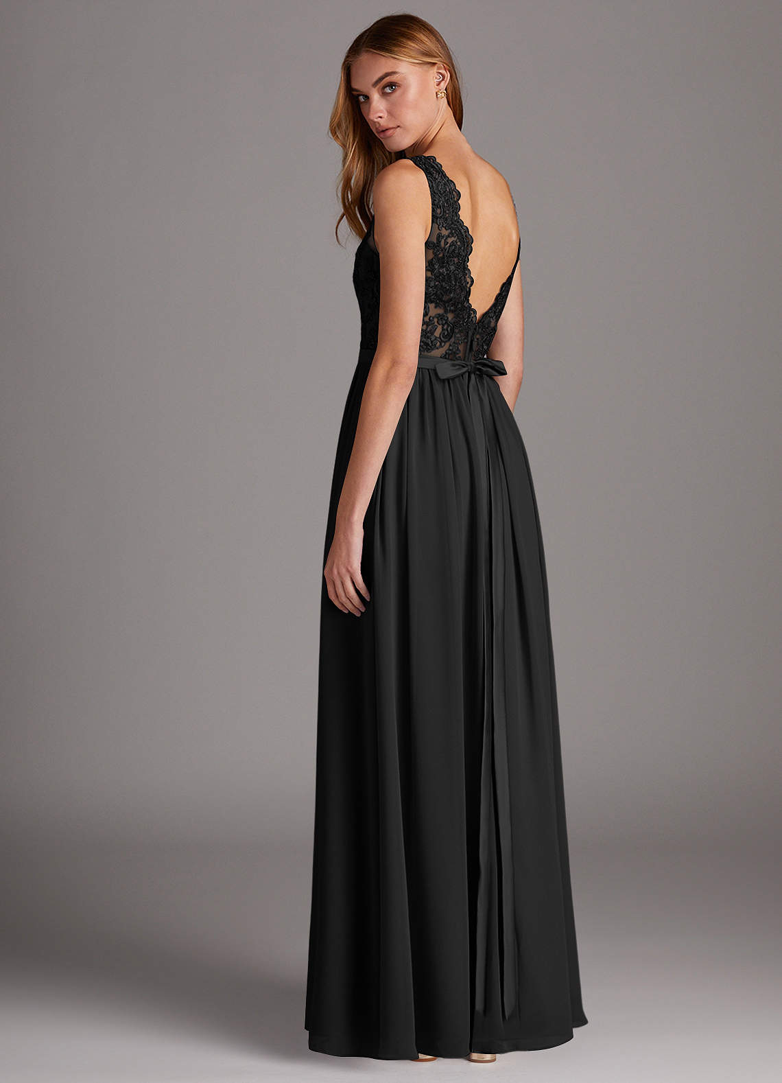 blue dress for baby girl Cheap Black Lace Illusion Mermaid Long Bridesmaid Dresses Online,MBD107 main image 1