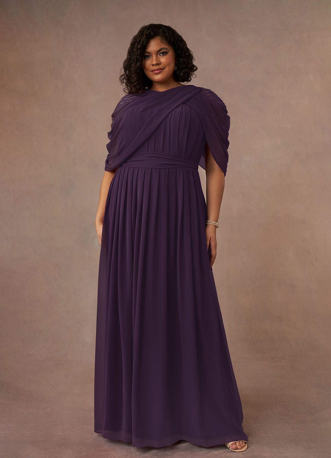 Azazie Olena Mother of the Bride Dresses Plum A-Line Sequins Chiffon Dress image1