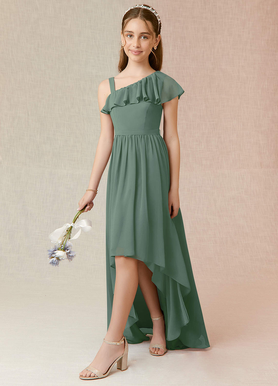 sachin and babi light blue dress MANGO Ruffled chiffon dress green
