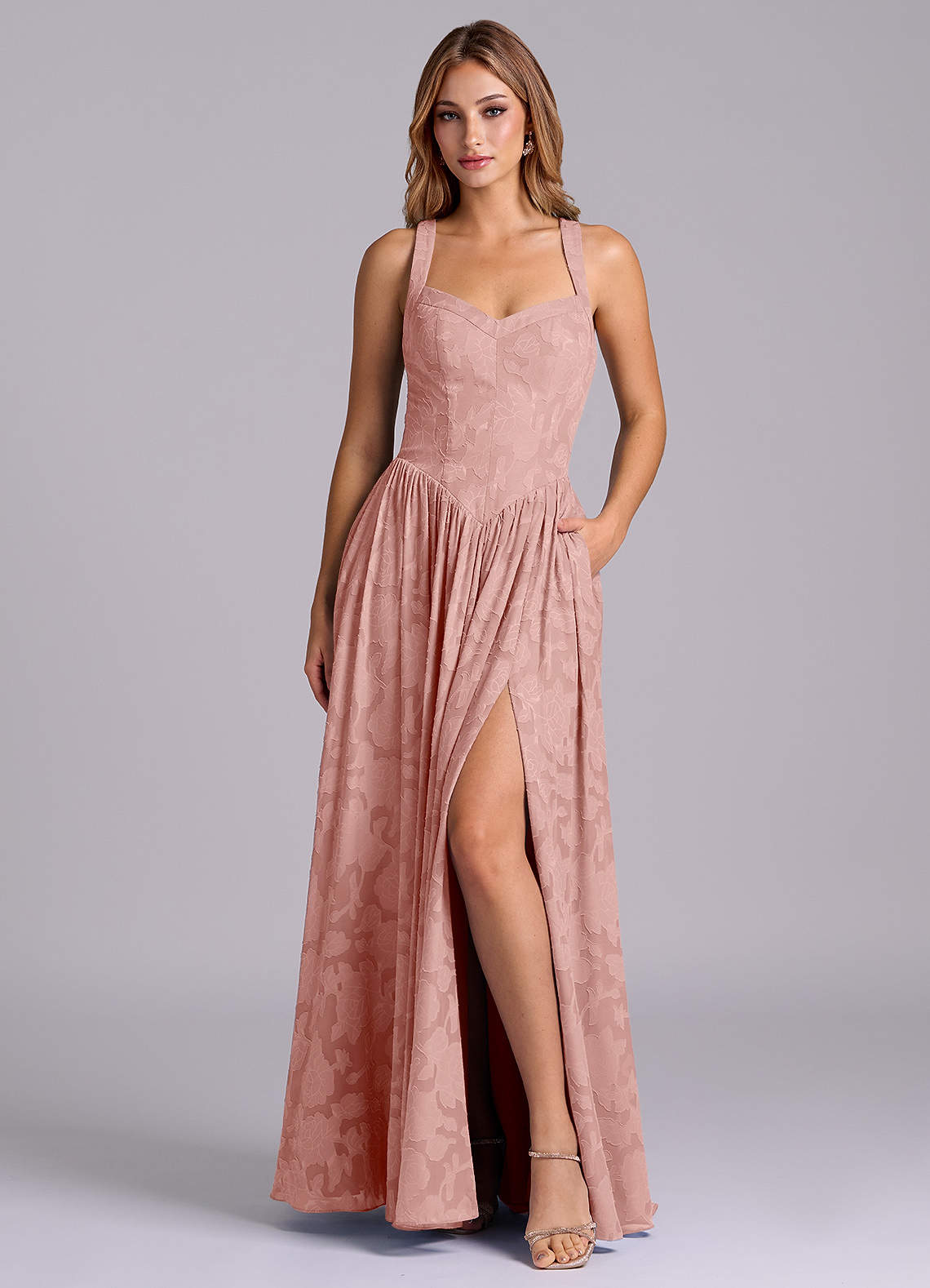 Azazie Francis Rosette Floral Burnout Bridesmaid Dresses | Azazie