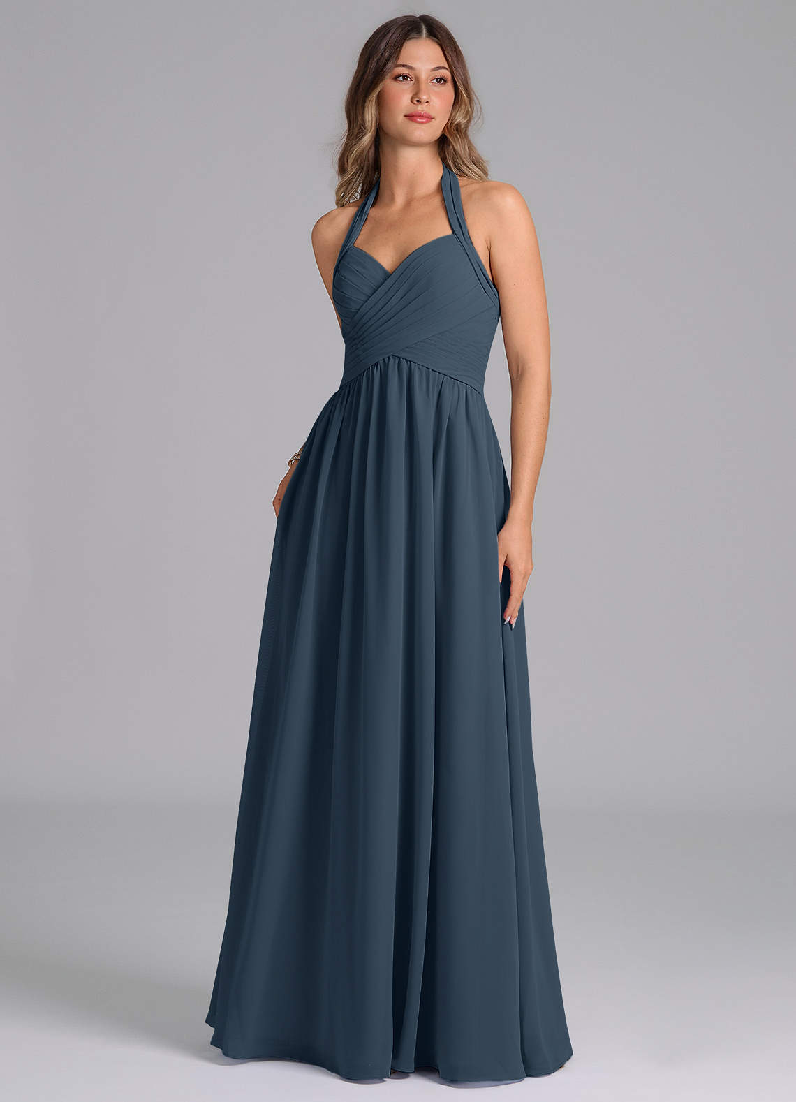 Azazie Darlyn Bridesmaid Dresses Neptune A-Line Pleated Chiffon Dress image1