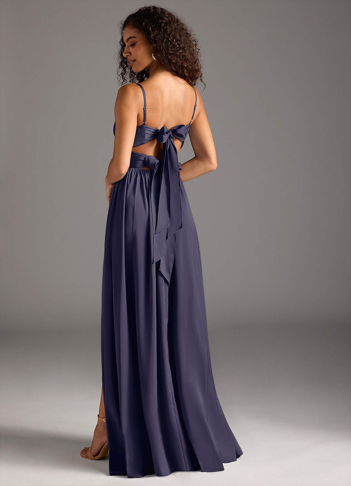 Azazie Zeya Bridesmaid Dresses Stormy A-Line Pleated Stretch Satin Dress image1