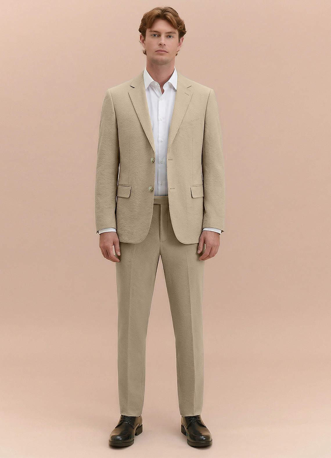 front Miles 탠 껍질 시어서커 수트 재킷