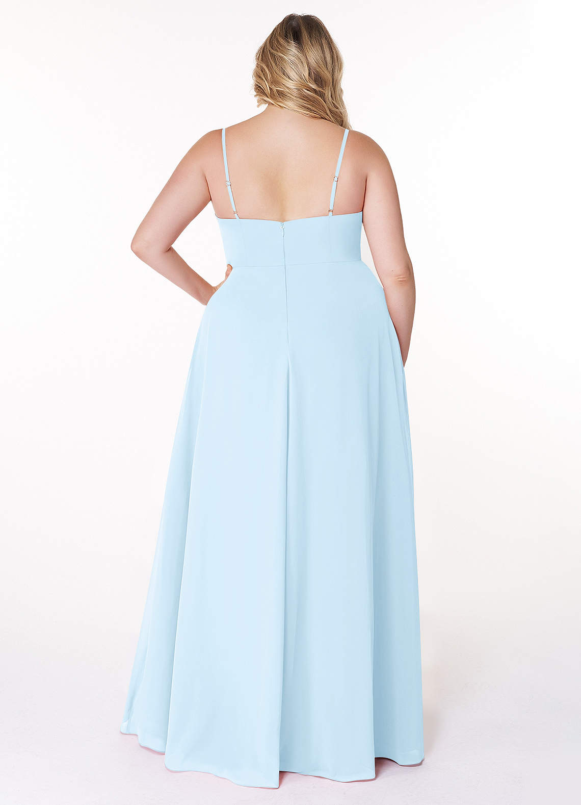 Azazie A-Line Scoop Neck Floor-Length Chiffon Bridesmaid Dresses - Sky Blue
