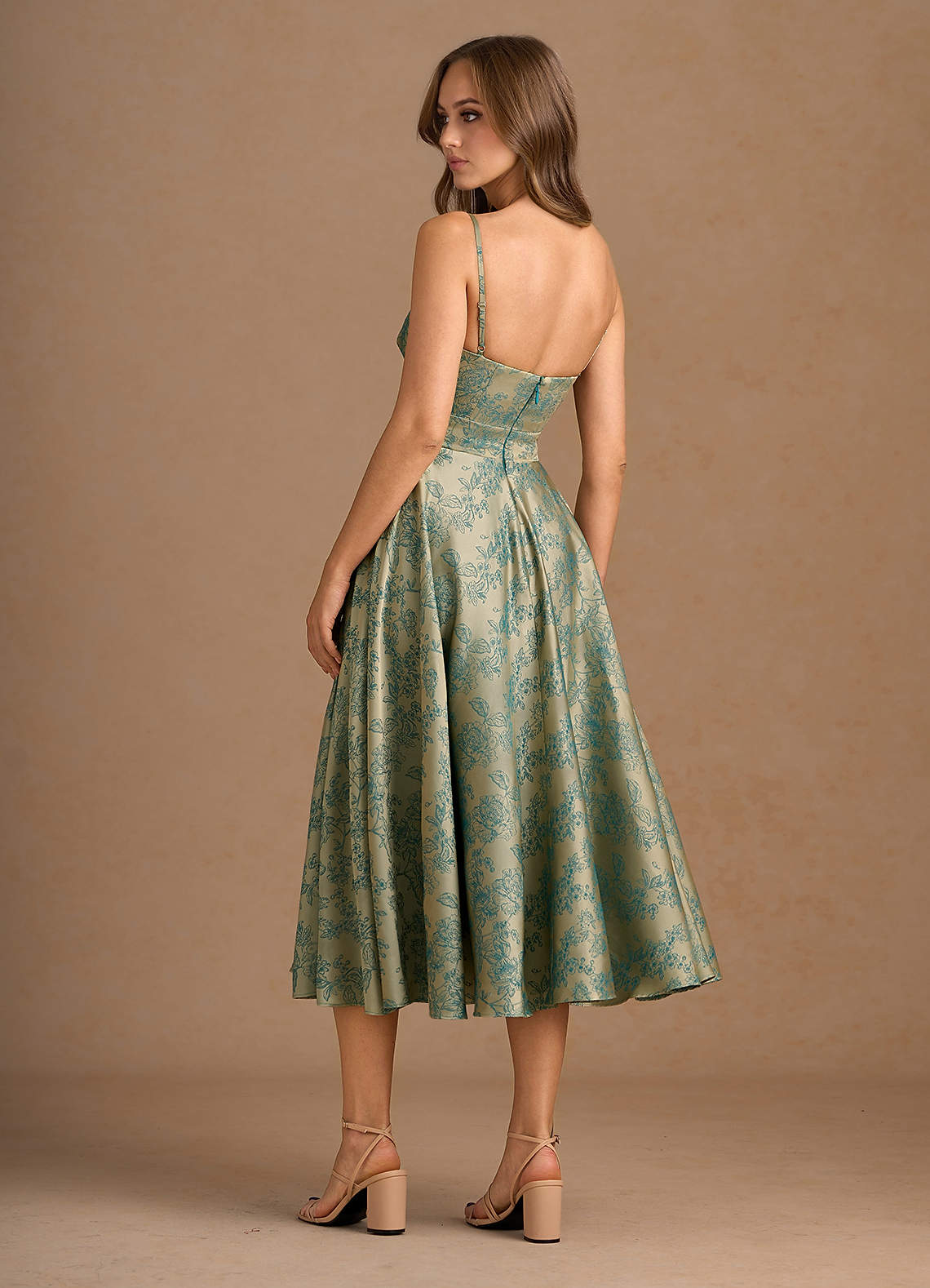 Katriel Platinum Teal Midi Dress | Azazie