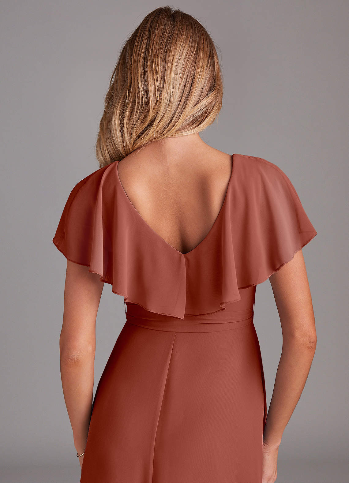 Azazie Lainey At-home Try On Dresses Dusty Sage A-Line with Pockets Chiffon Dress image1