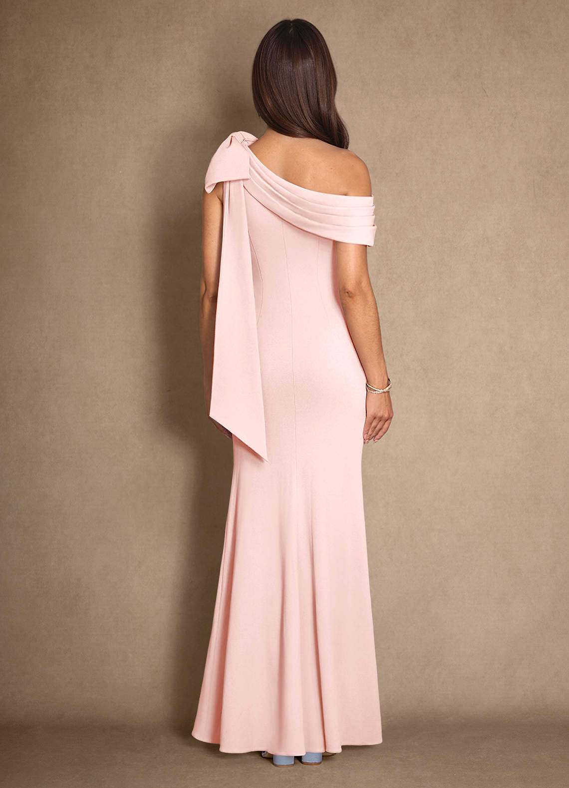 Azazie Myers Mother of the Bride Dresses Blushing Pink Mermaid Pleated Stretch Crepe Dress image1