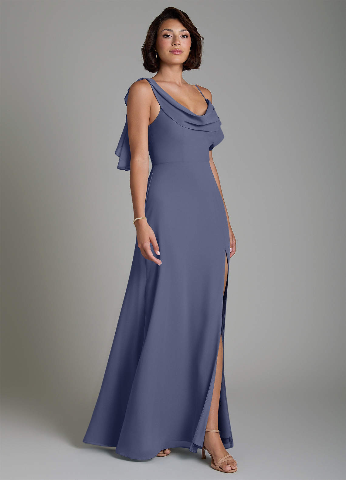 Azazie A-Line Cowl Neck Floor-Length Chiffon Bridesmaid Dresses