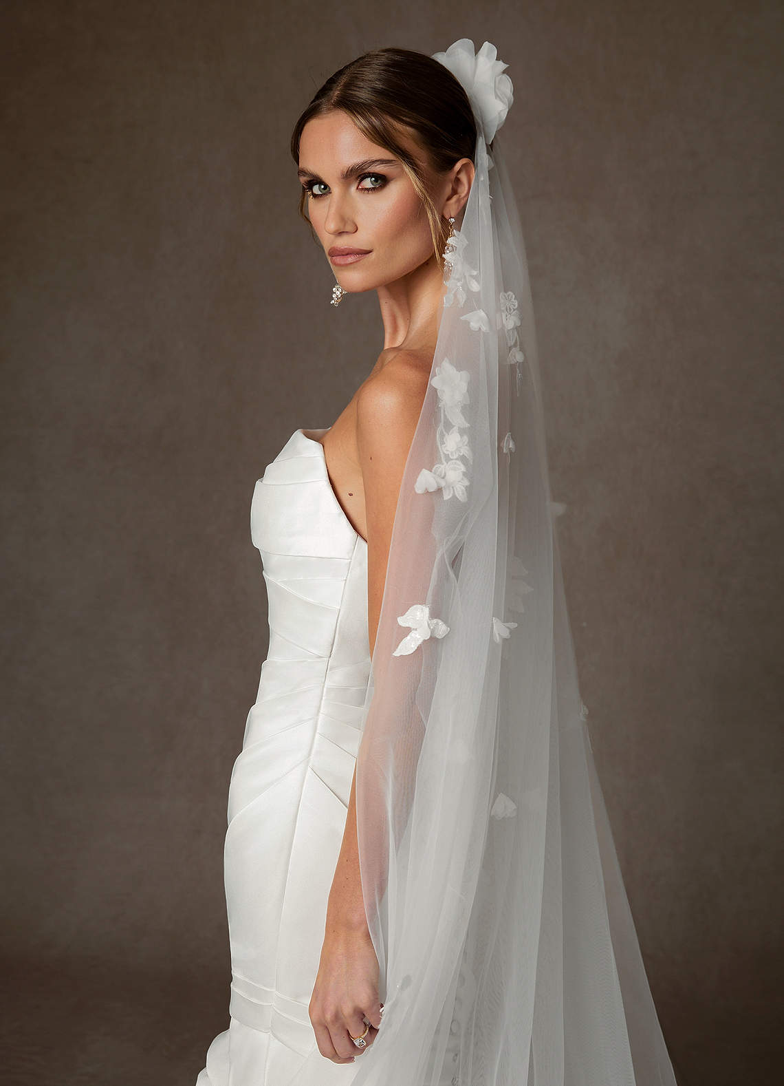 front The Garden Tiers 3D Floral Chapel Veil