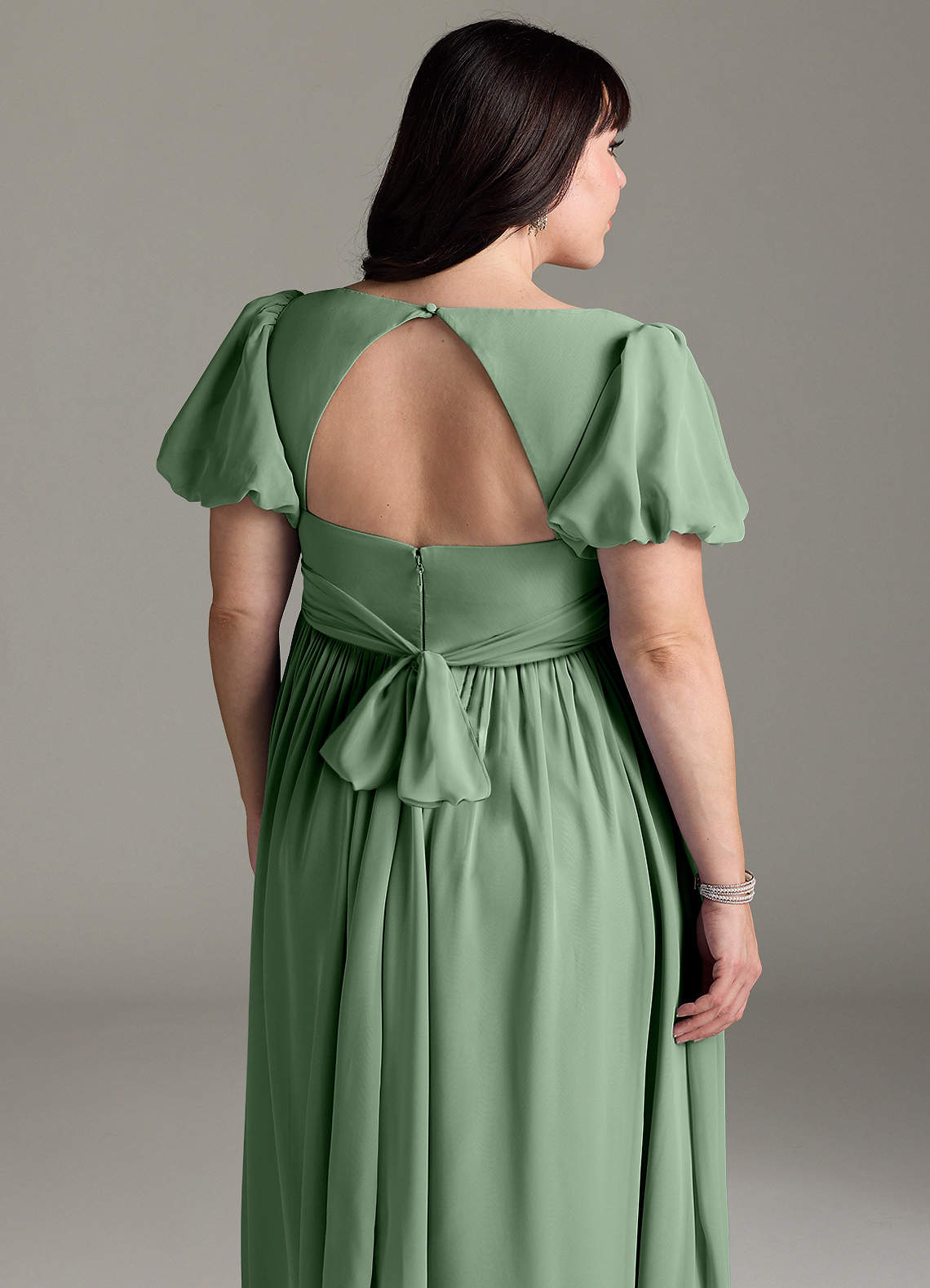 Azazie Madisynn Brudepigekjoler til gravide Sløjfe Chiffon Gulv-længde Kjole image9