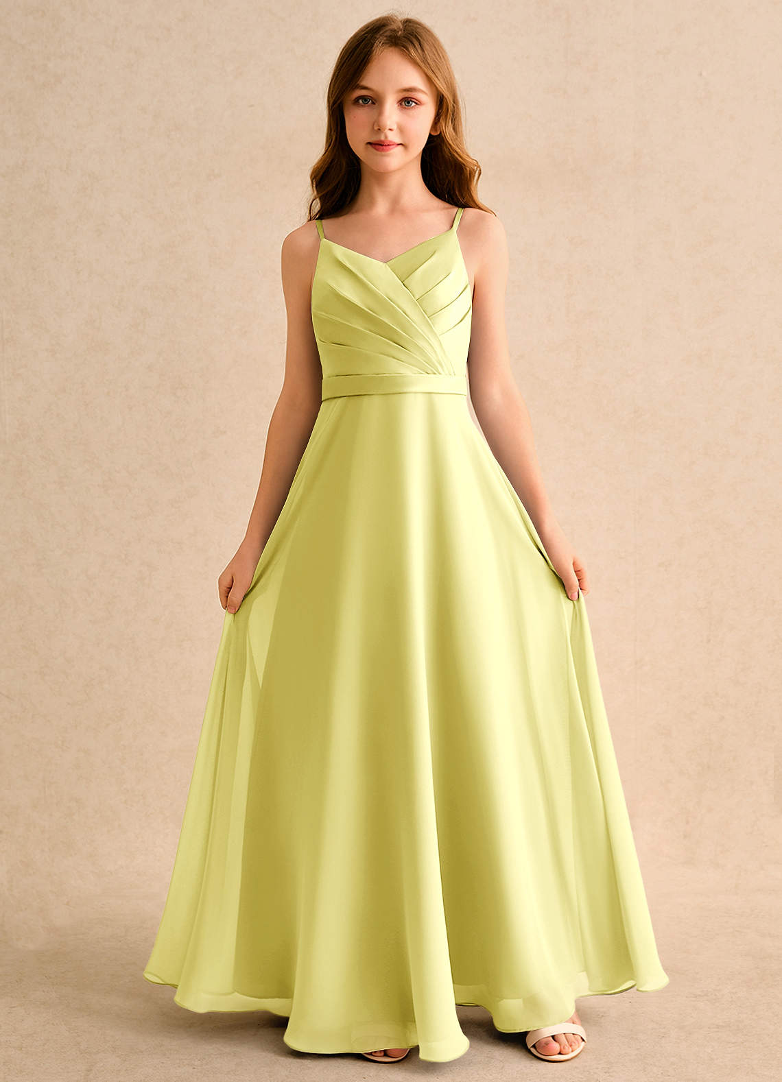 slim fit dress slacks Lemon Yellow Lace And Beading V-Neck Long Dress With Lace Up Back main image 1