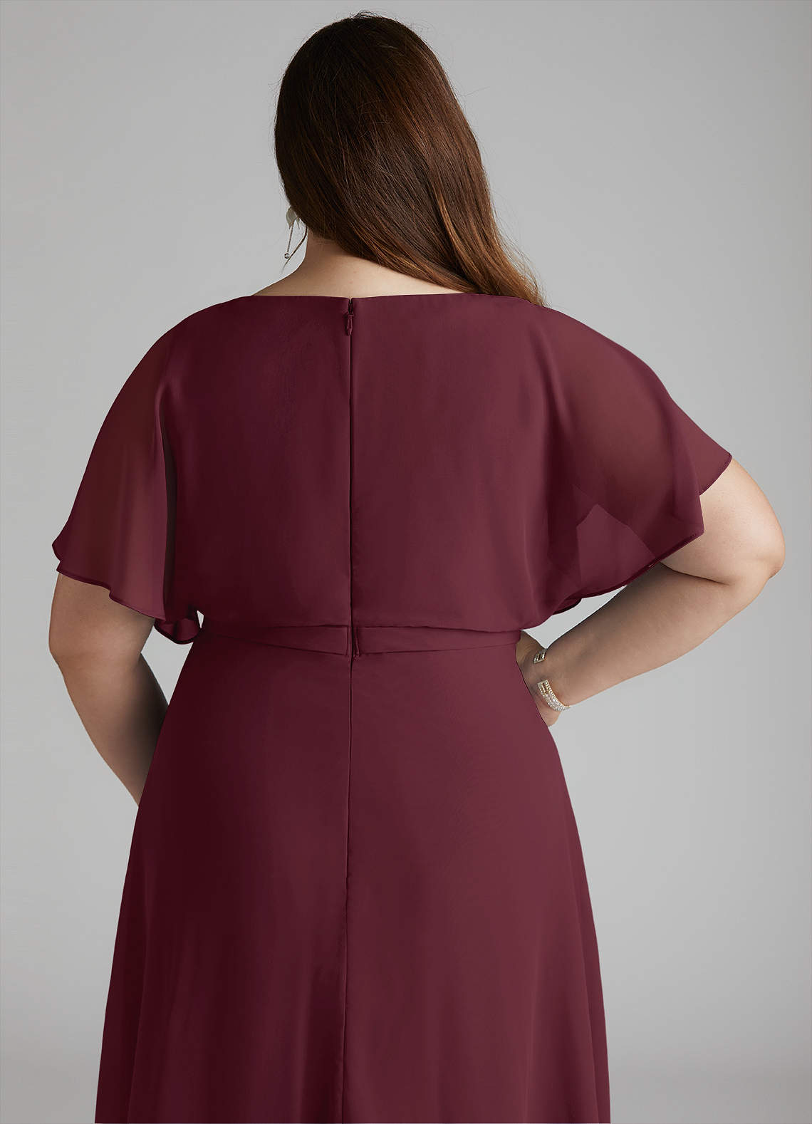 Azazie Aaliyah Modest Bridesmaid Dresses A-Line Scoop Pleated Chiffon Floor-Length Dress image9