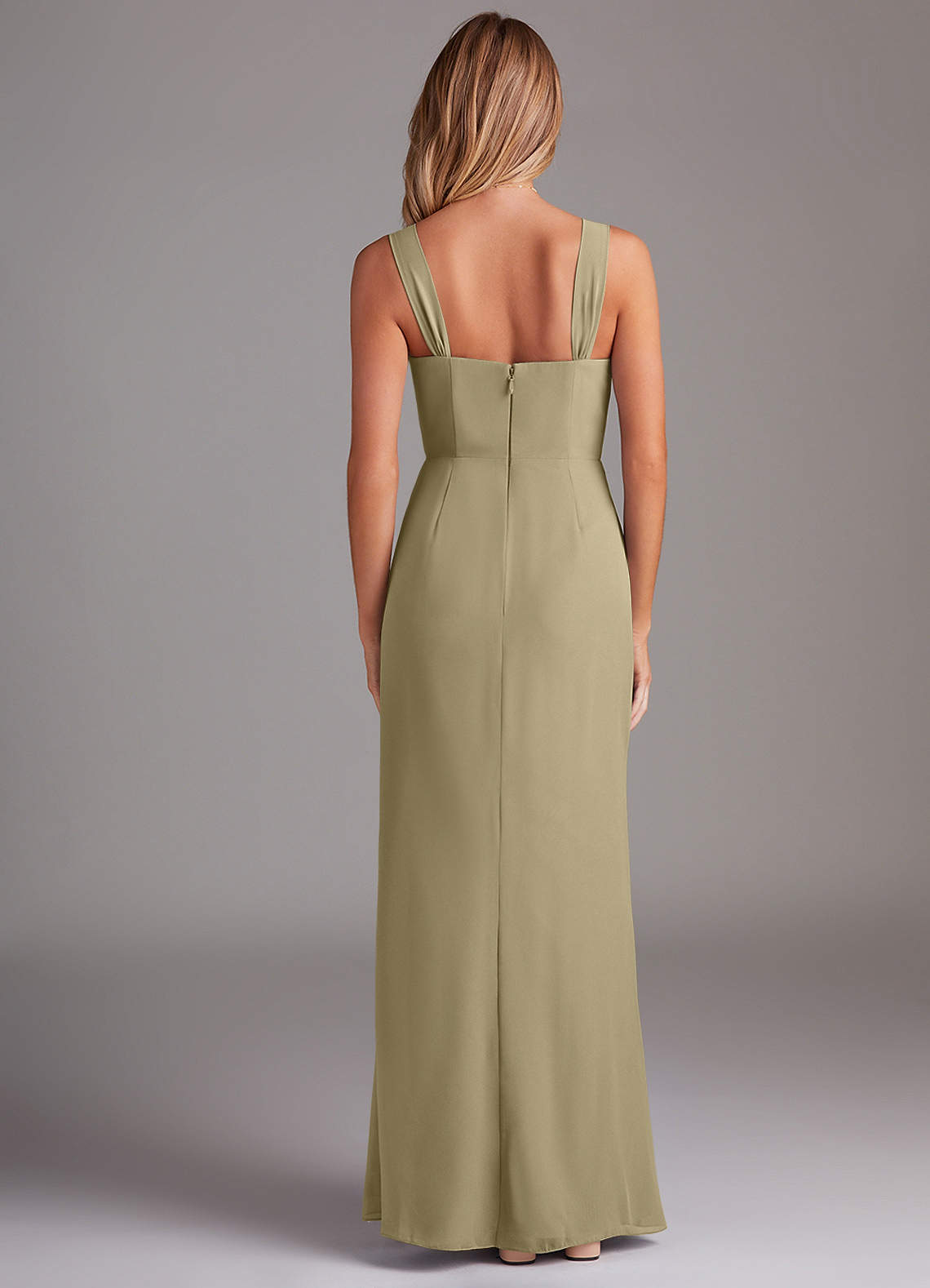 chiffon moss green dress Caira Chiffon Scarf Maxi Dress / Sage | MESHKI main image 1
