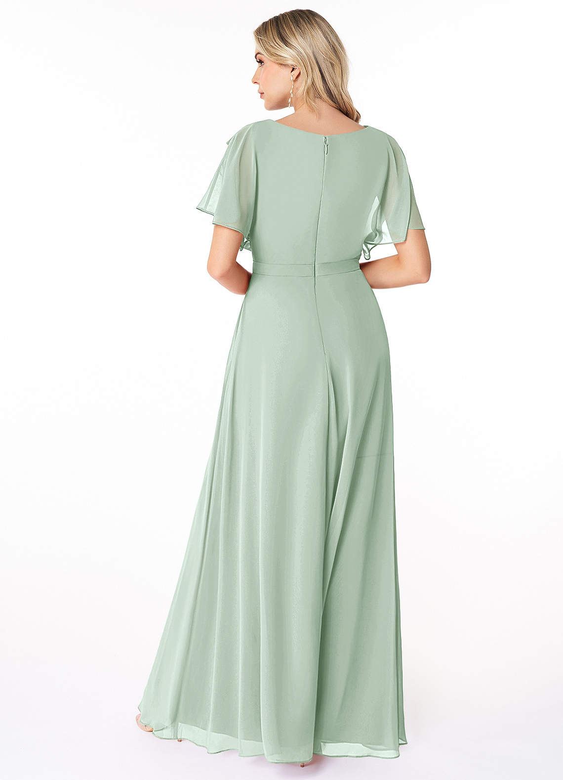 aliah puff chiffon wrap dress in black Alia Puff Sleeve Contrast Lapel Blue Dress