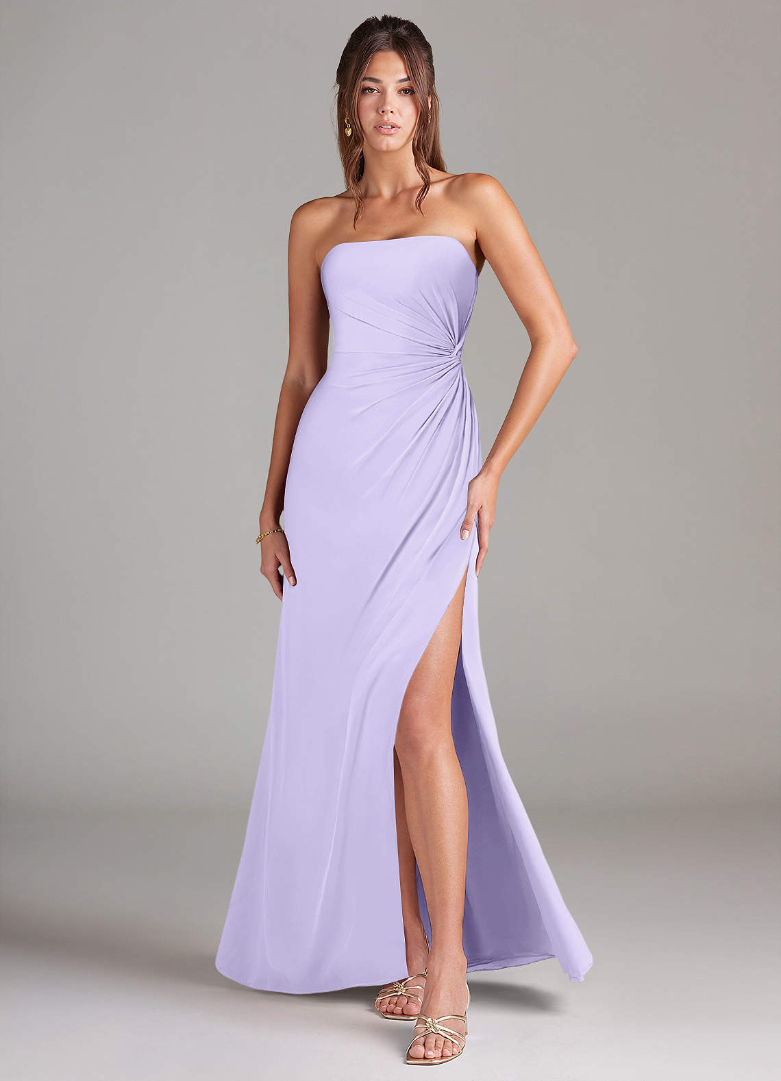 Azazie Aliani Bridesmaid Dresses Lilac Sheath Strapless Chiffon Convertible Dress image1