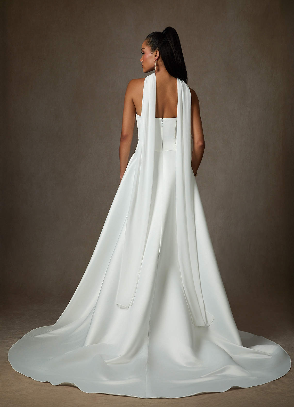 Azazie Adimaris Trouwjurken Jurk van Satijn met A-Lijn Diamant Wit image3