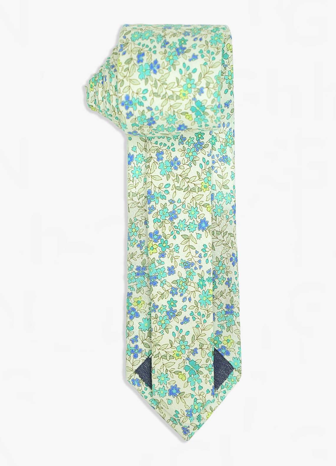 front Green Meadow Floral Skinny Tie