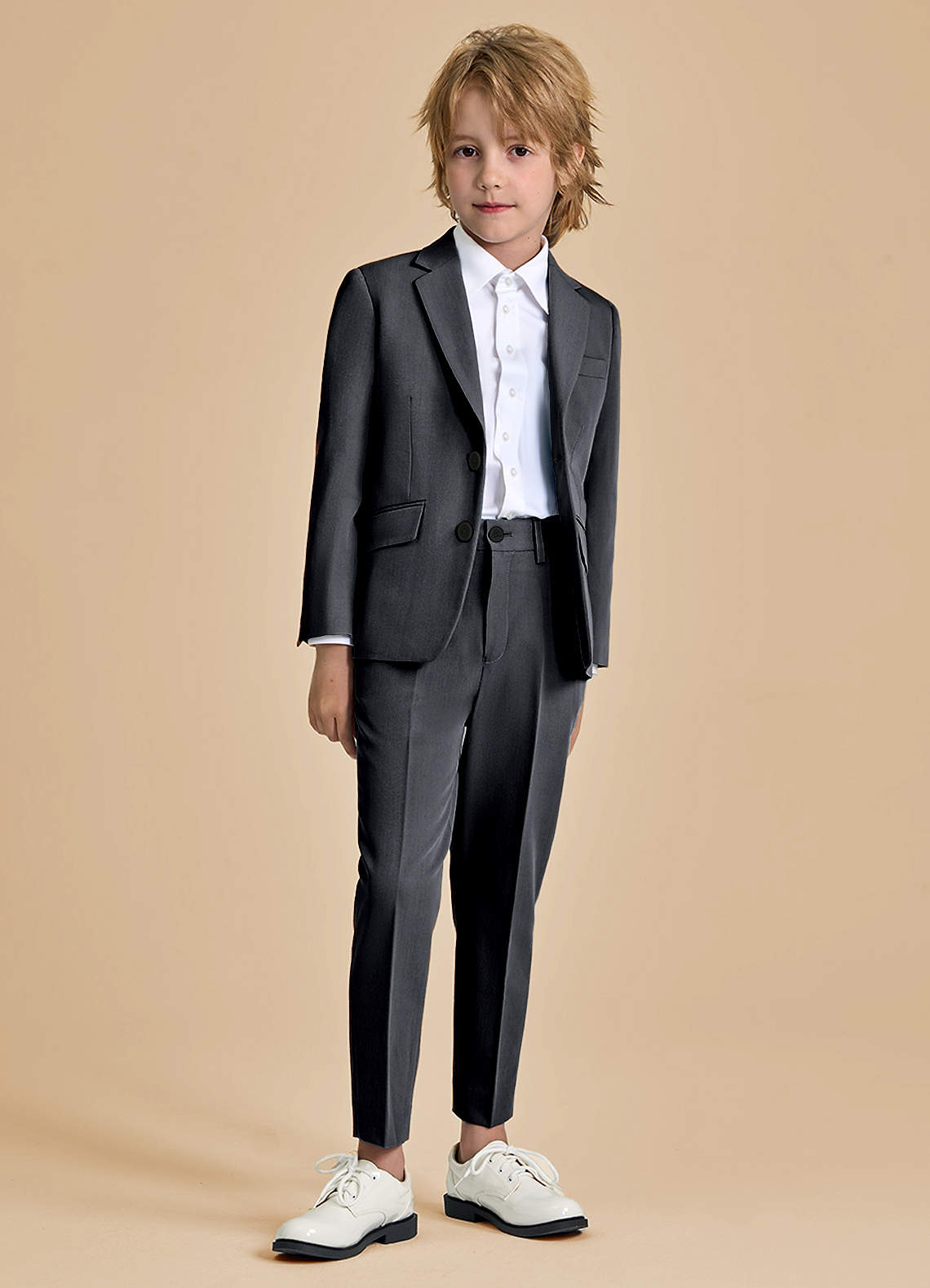 front Oliver Boys Charcoal 2-Piece Suit