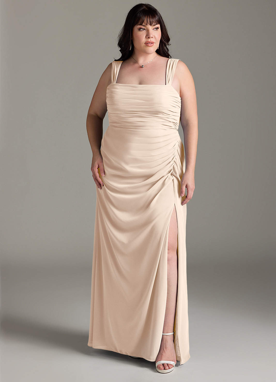 Azazie Jesaphine Bridesmaid Dresses White Alabaster Sheath Bow Chiffon Dress image7
