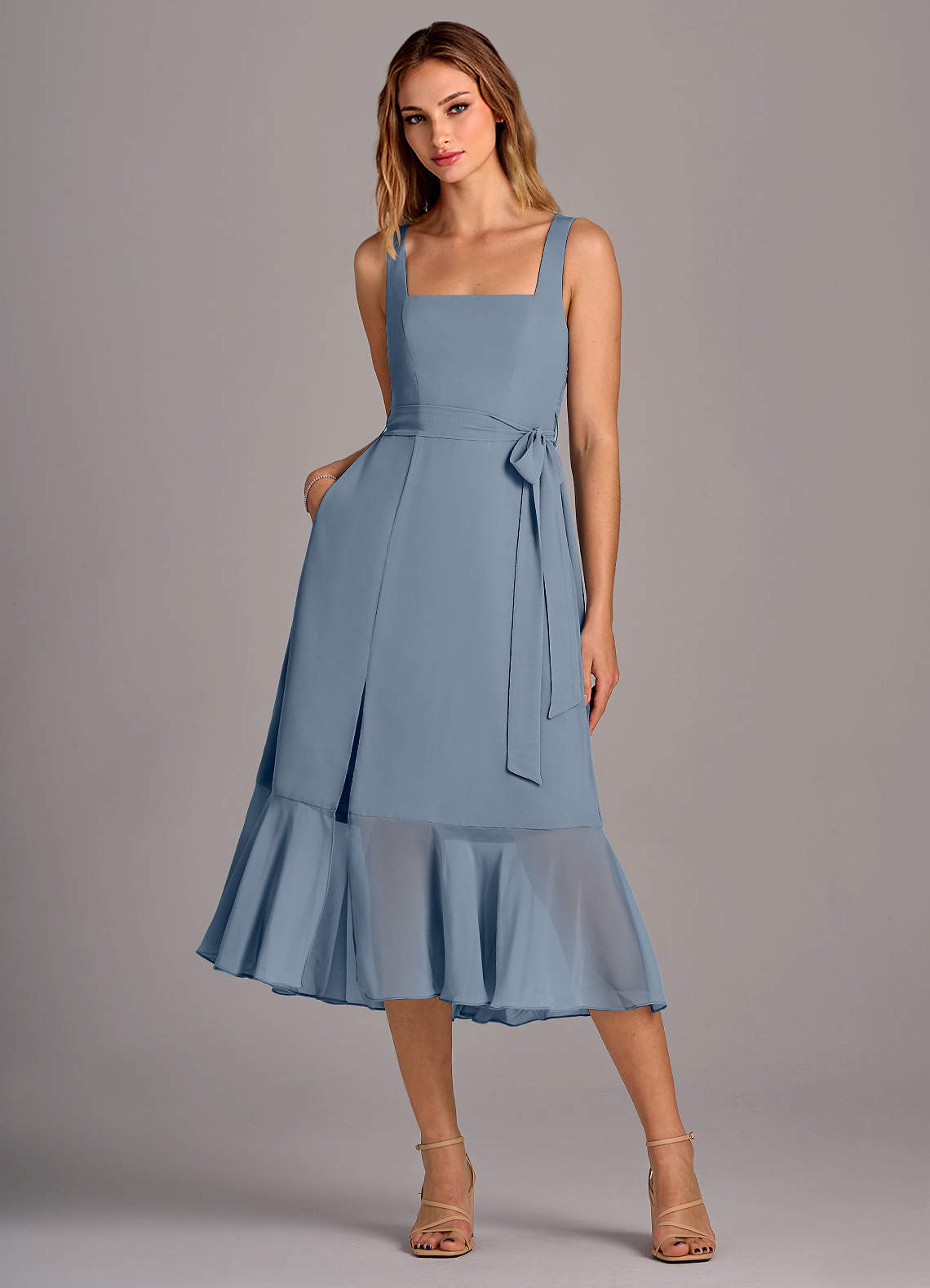 Azazie Deb Bridesmaid Dresses Twilight A-Line with Pockets Chiffon Convertible Dress image1