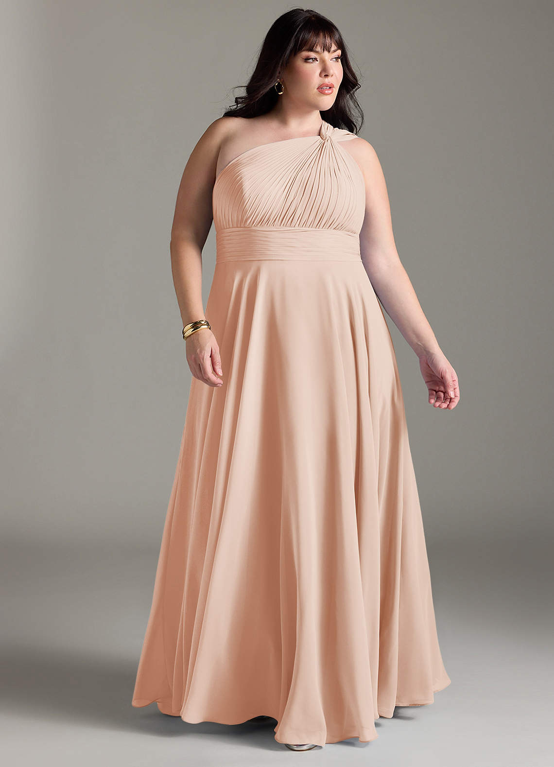 Azazie Charlize Bridesmaid Dresses English Rose A-Line One Shoulder Chiffon Dress image8