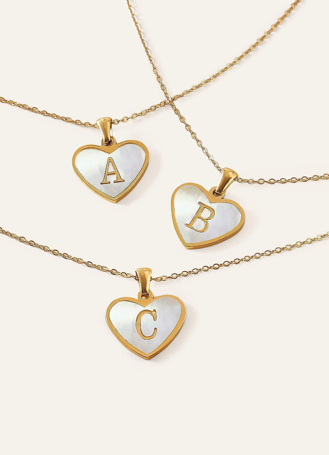 front Monogram Heart Shell Necklace