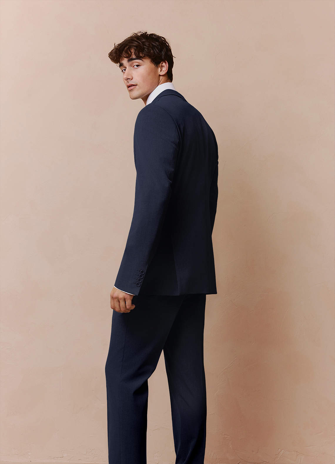 Savile Navy Blue Wool Blend Suit Jacket | Slim Long Suit Jackets