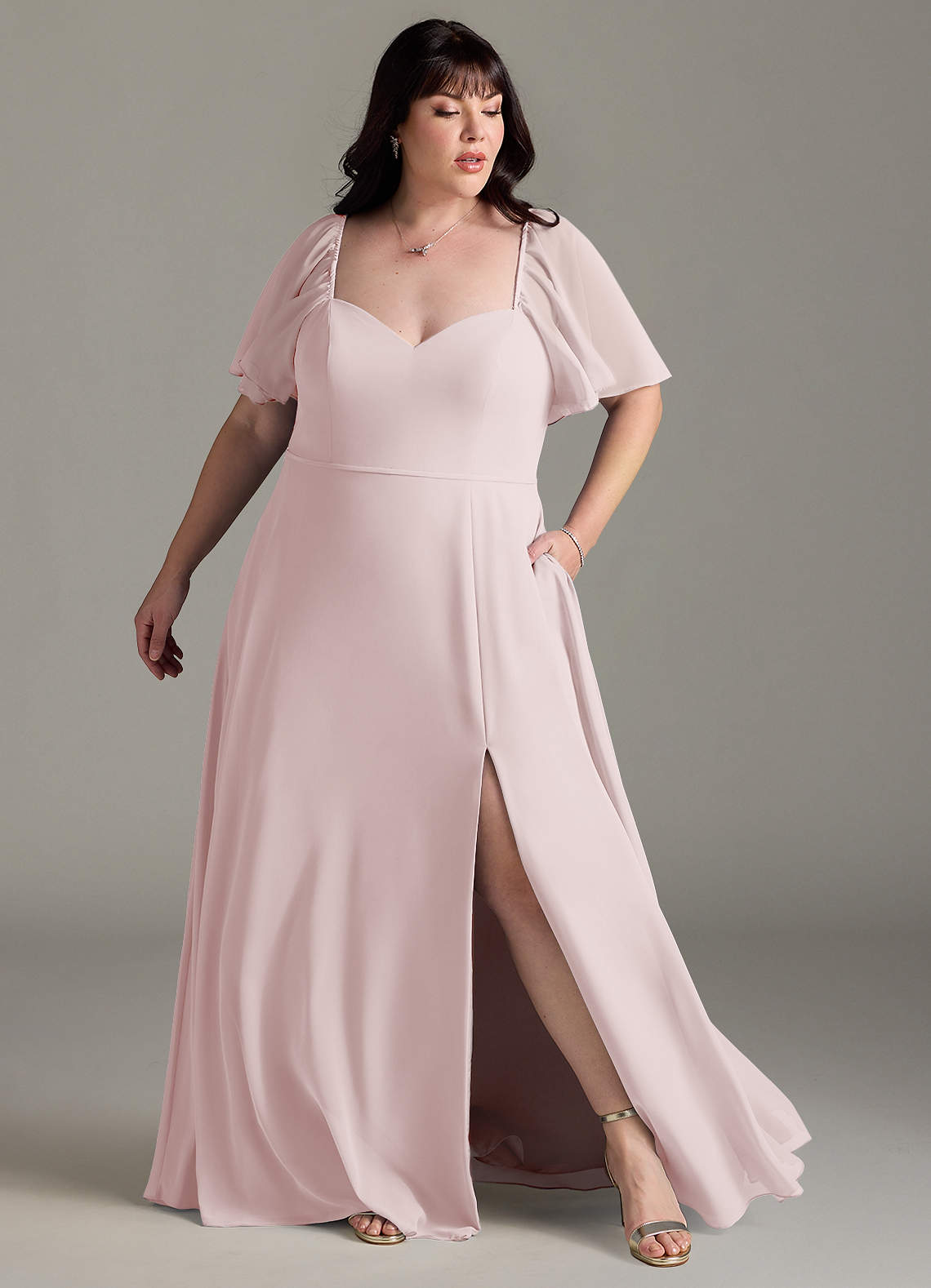 white christmas dresses Ever-Pretty Elegant Plus Size Draped Back Criss-Cross Chiffon A-Line Dress