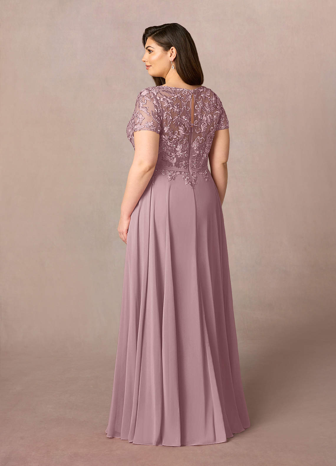 Azazie Adina Mother of the Bride Dresses Dusty Rose A-Line Boatneck Sequins Chiffon Dress image8