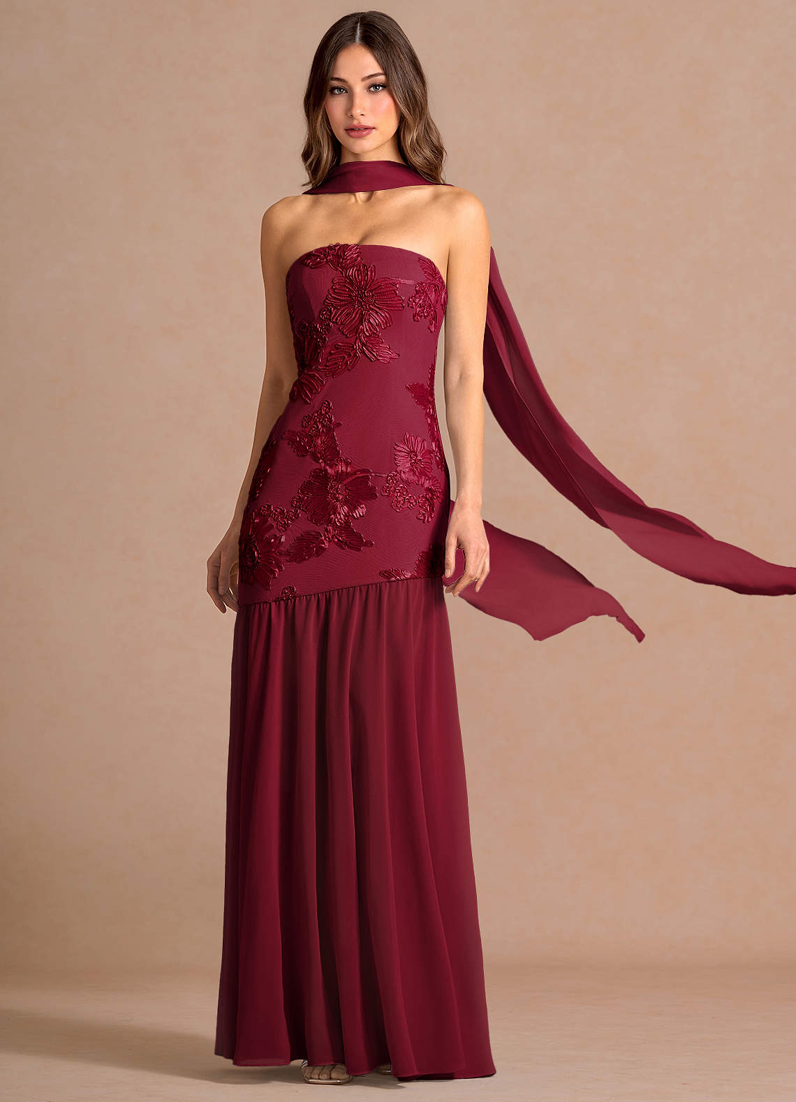 Nerissa Merlot Maxi Dress | Azazie