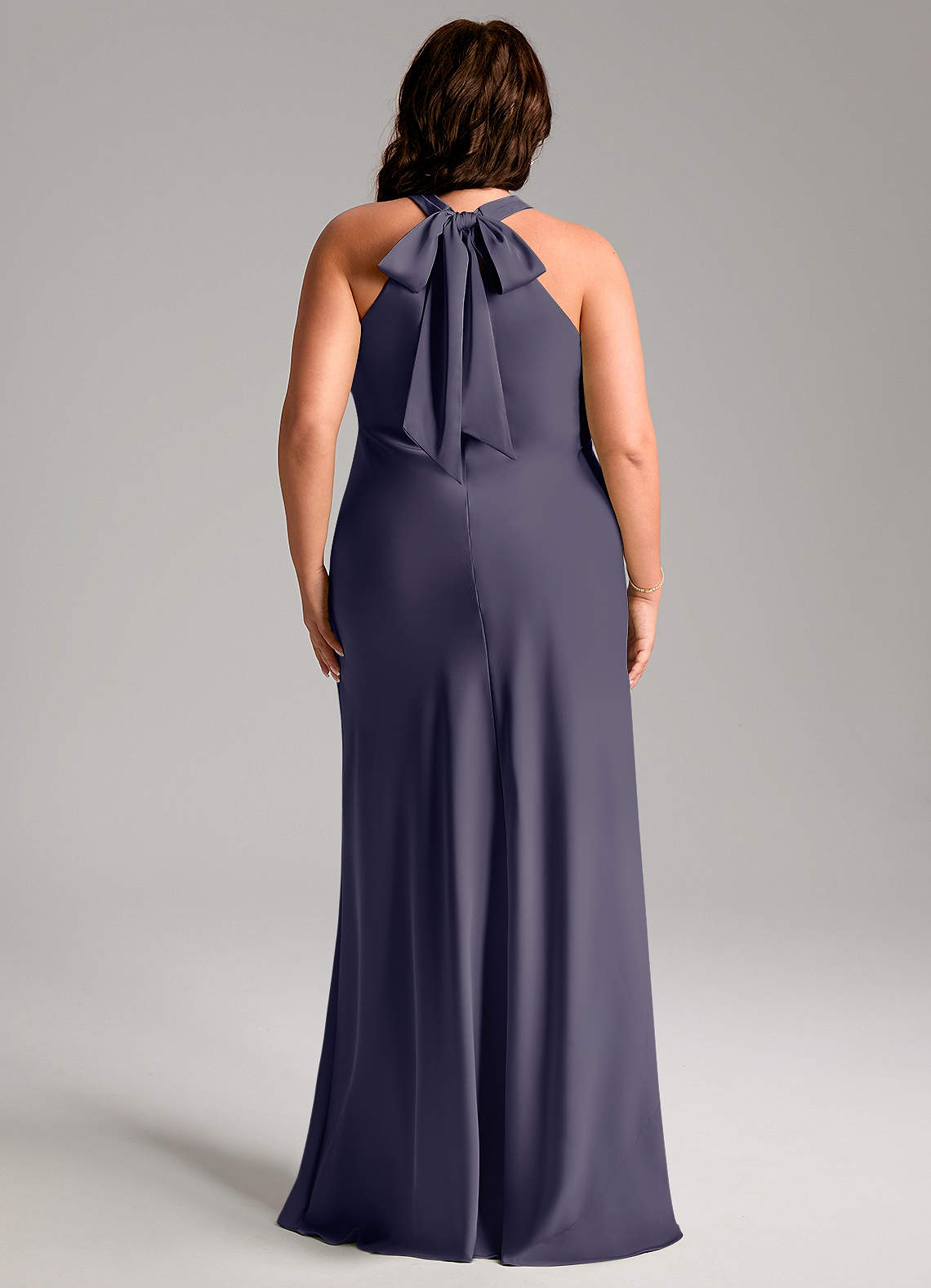 Azazie Doretta Bridesmaid Dresses Stormy Mermaid Pleated Stretch Satin Dress image11