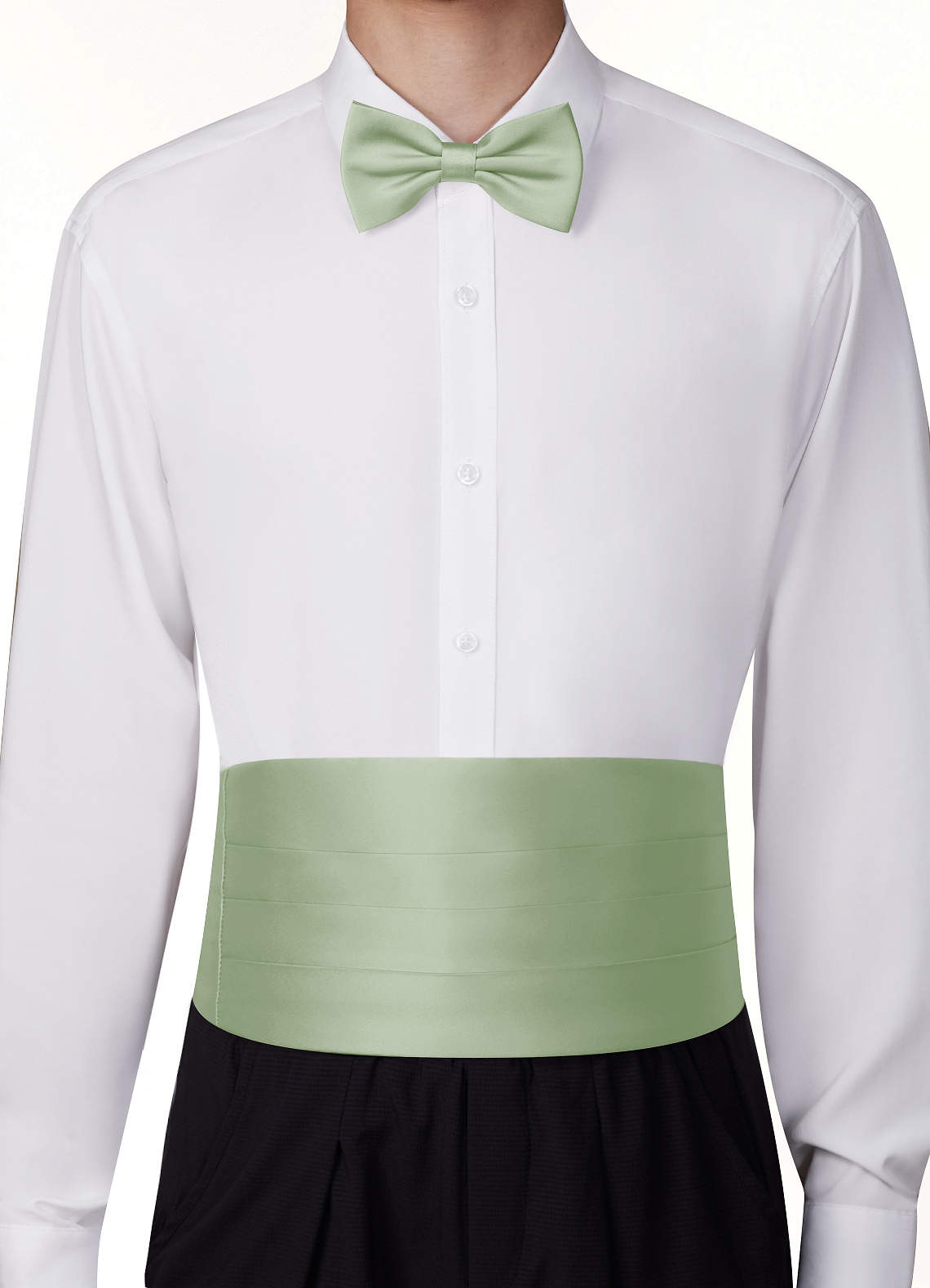 front Ceinture de smoking classique en satin mat pour hommes
