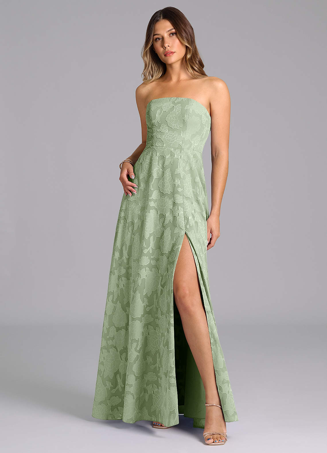 green gables burnout maxi dress sage Wedtrend Women Dusty Sage Wedding Guest Dress A Line Cold Shoulder Burnout Velvet Floor Length Dress with Slit, Dusty Sage / US16