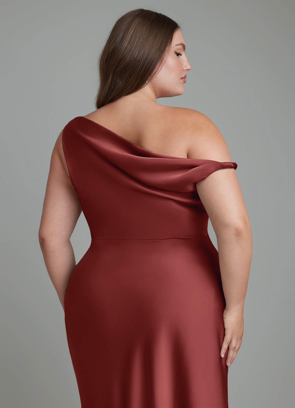 ANDRESD ドレス　テラコッタ　Mサイズ Azazie Emerson Terracotta Stretch Satin Bridesmaid Dresses | Azazie