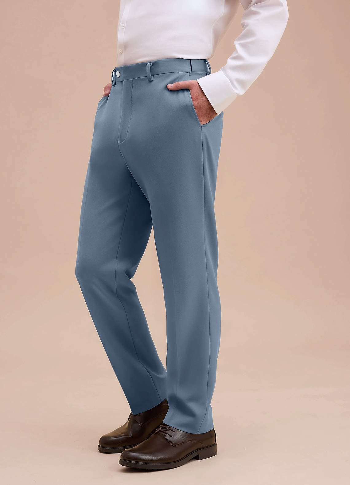 front Ethan Dusty Blue Refined Weave Dress Pants
