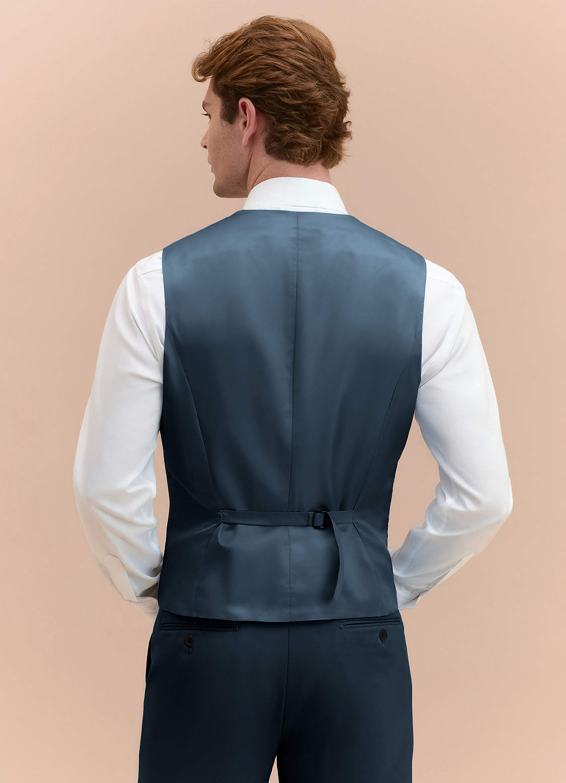 front James Navy Blue Structured Stretch Suit Vest