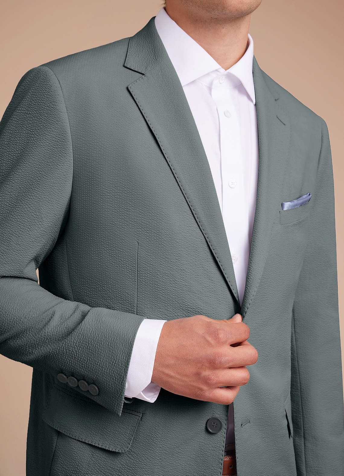 front Miles Grey Seersucker Suit Jacket