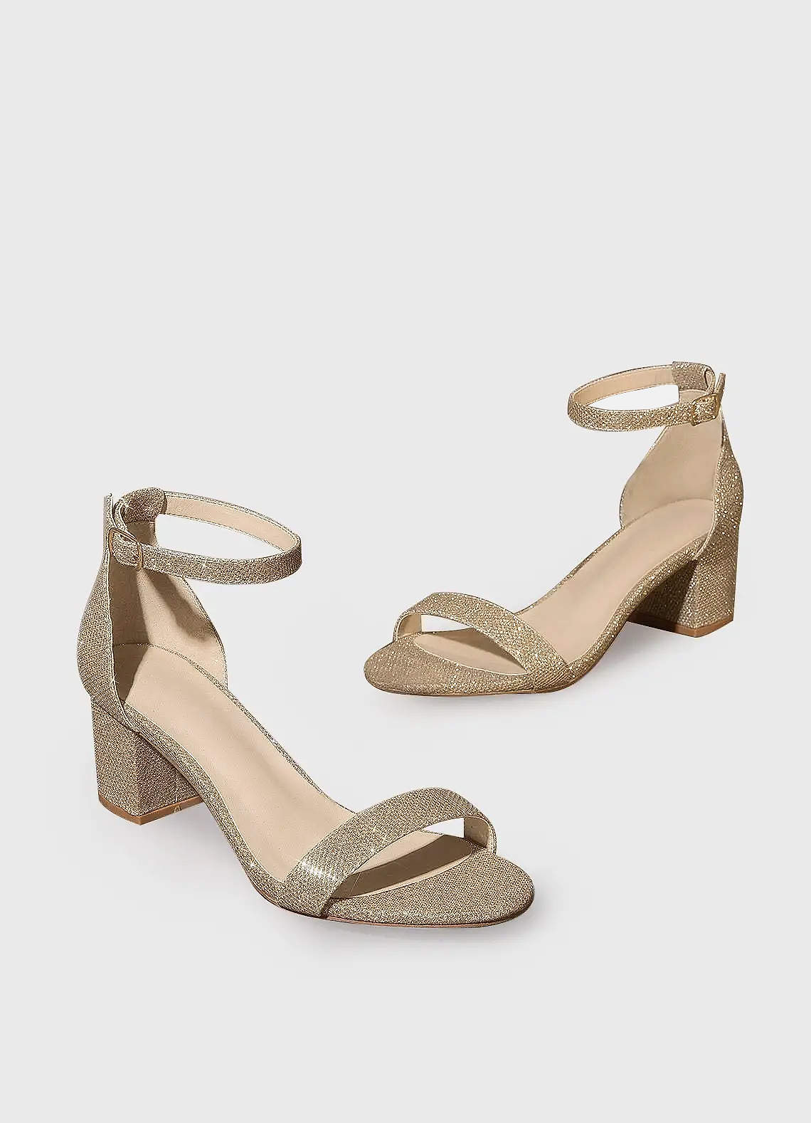 Gold One Strap Buckle Block Heel Sandals Azazie CA