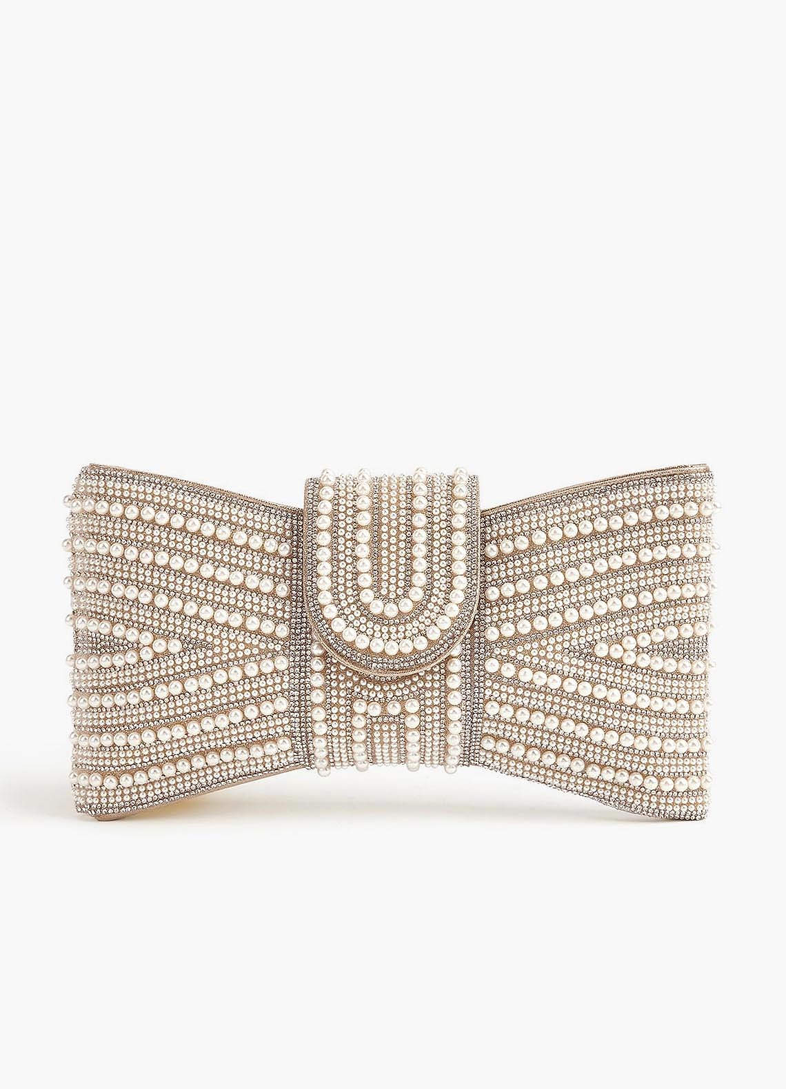 front Beaded Bowtie Clutch