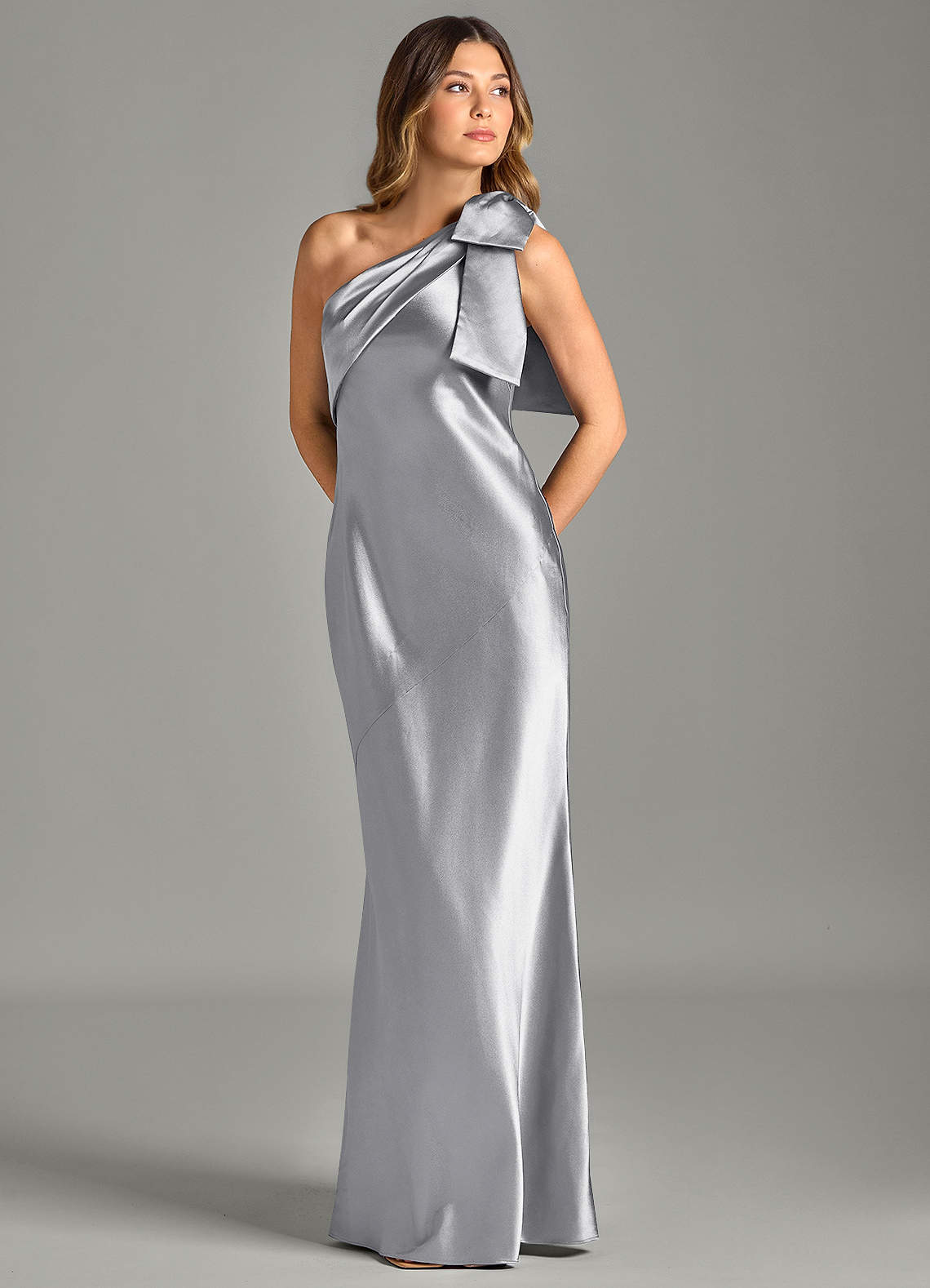 silver metallic bridesmaid dresses Azazie Yuanna Dark Grey (For other Finish:Short Sleeve Clara Maternity Dress Cobalt Sneaky Link