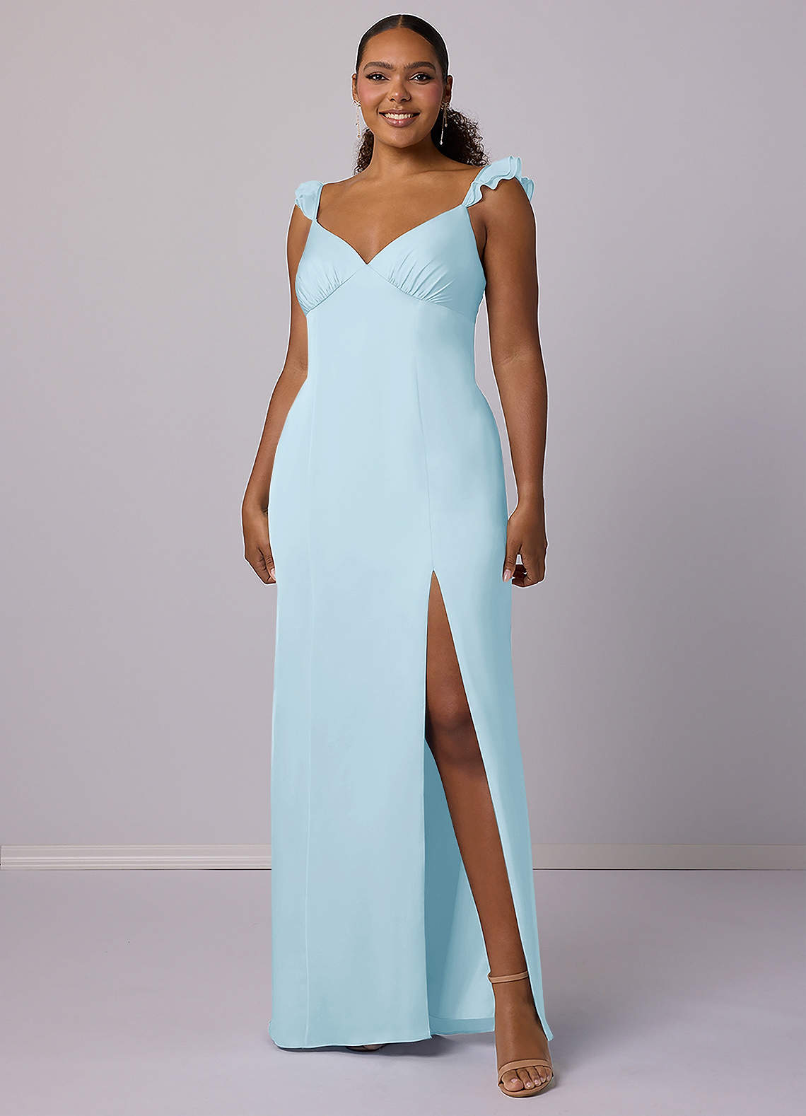 Barbie ♥ Azazie Bridesmaid Dresses Sheath Stretch Satin Floor-Length Dress image8