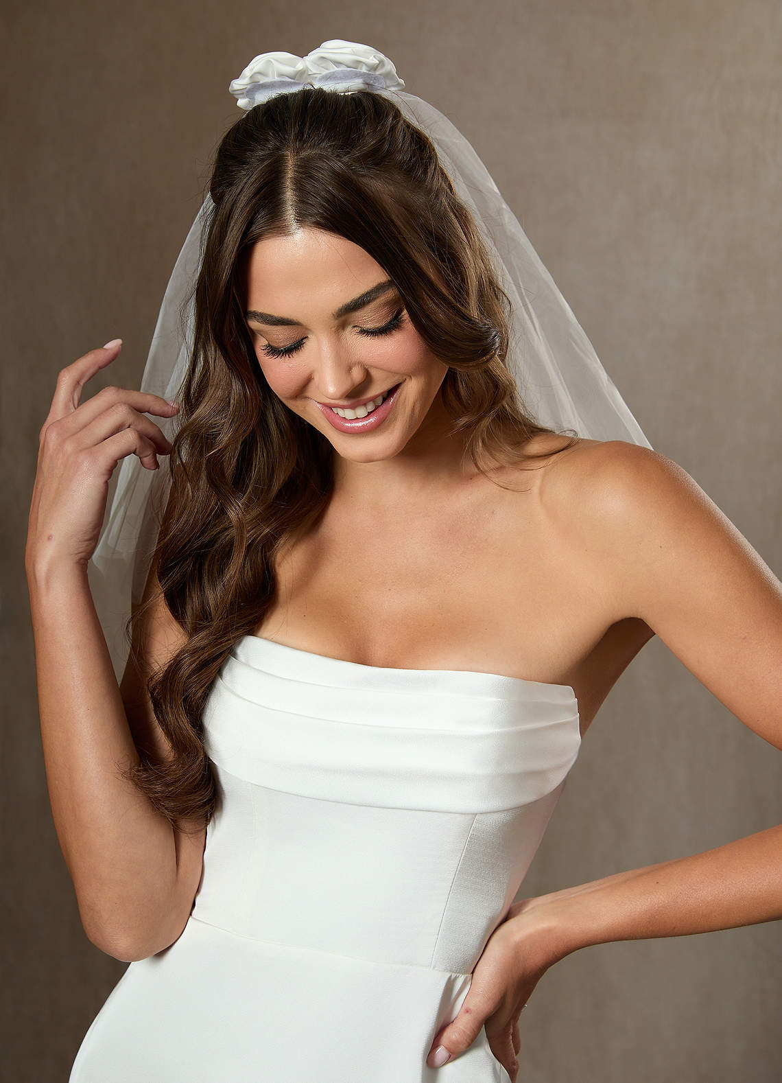 front Double Rosette Shoulder Length Layered Veil