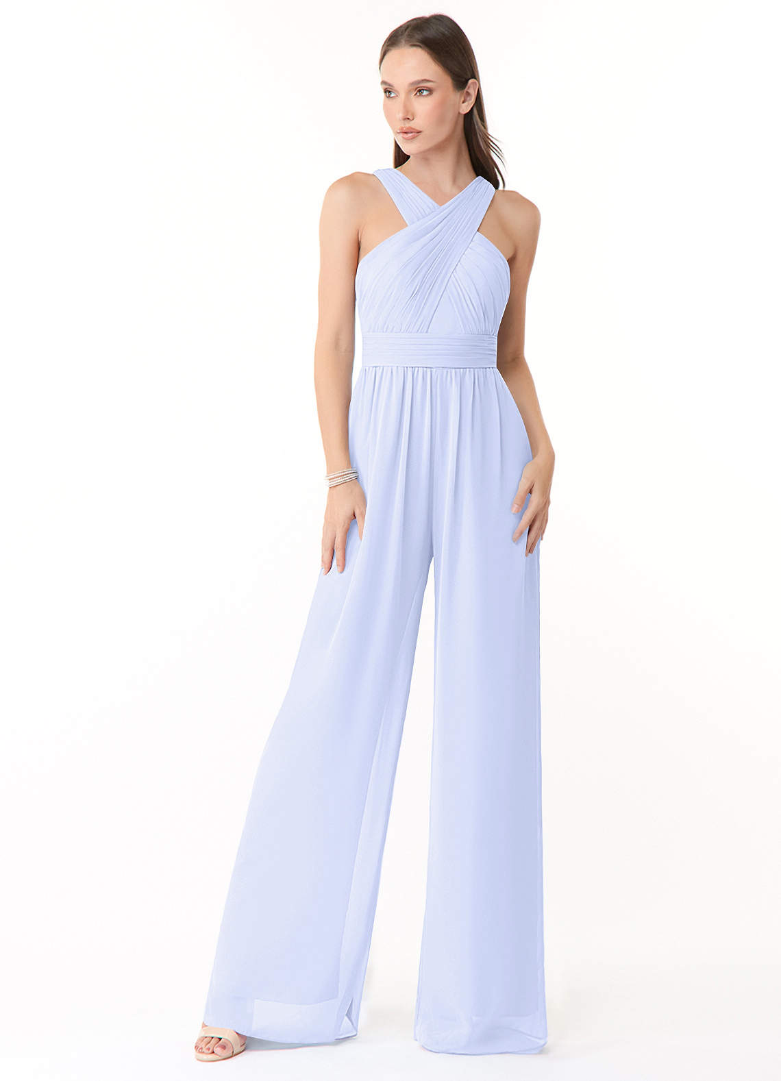 Azazie Berdie Bridesmaid Dresses Lavender Halter Chiffon Jumpsuit image1