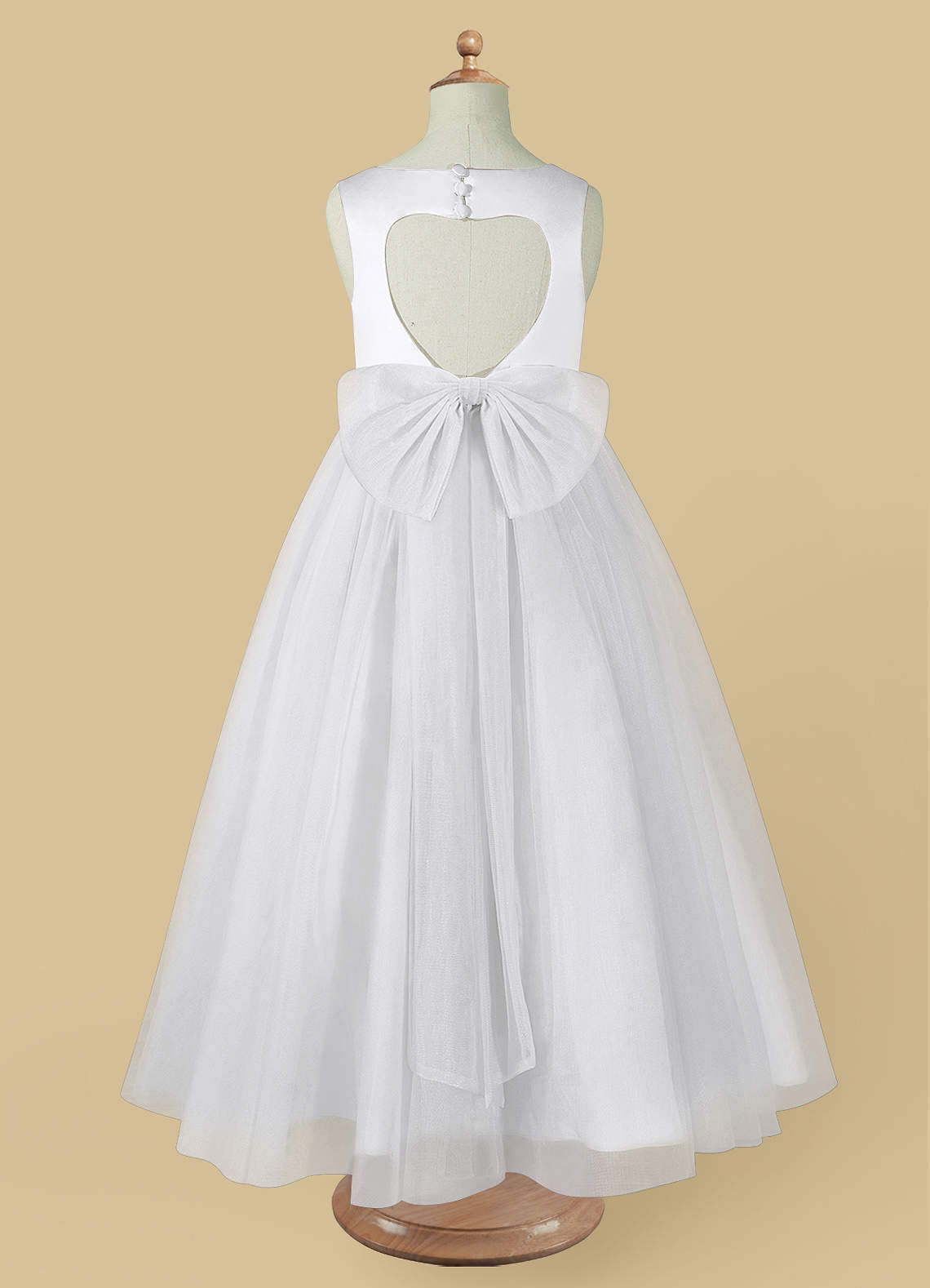Azazie Muni Flower Girl Dresses White A-Line Bow Tulle Dress image2