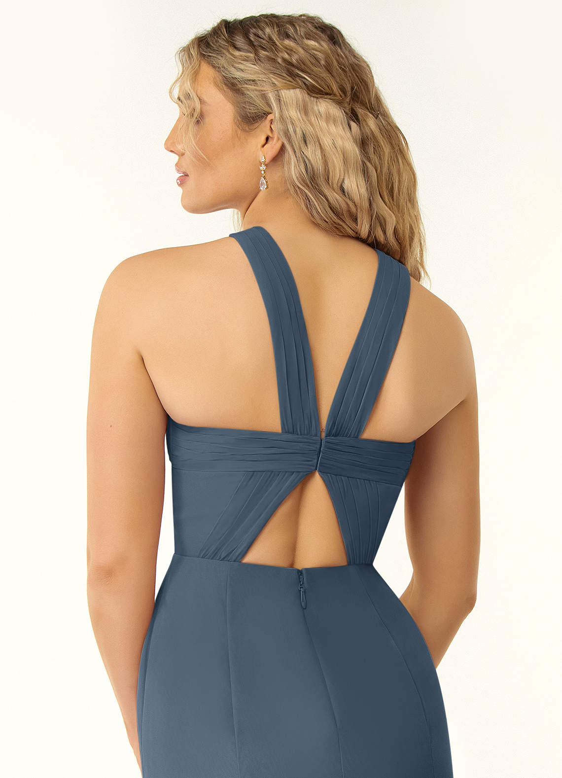 Azazie A-Line/Princess Halter Neck Floor-Length Chiffon Bridesmaid Dresses - Neptune