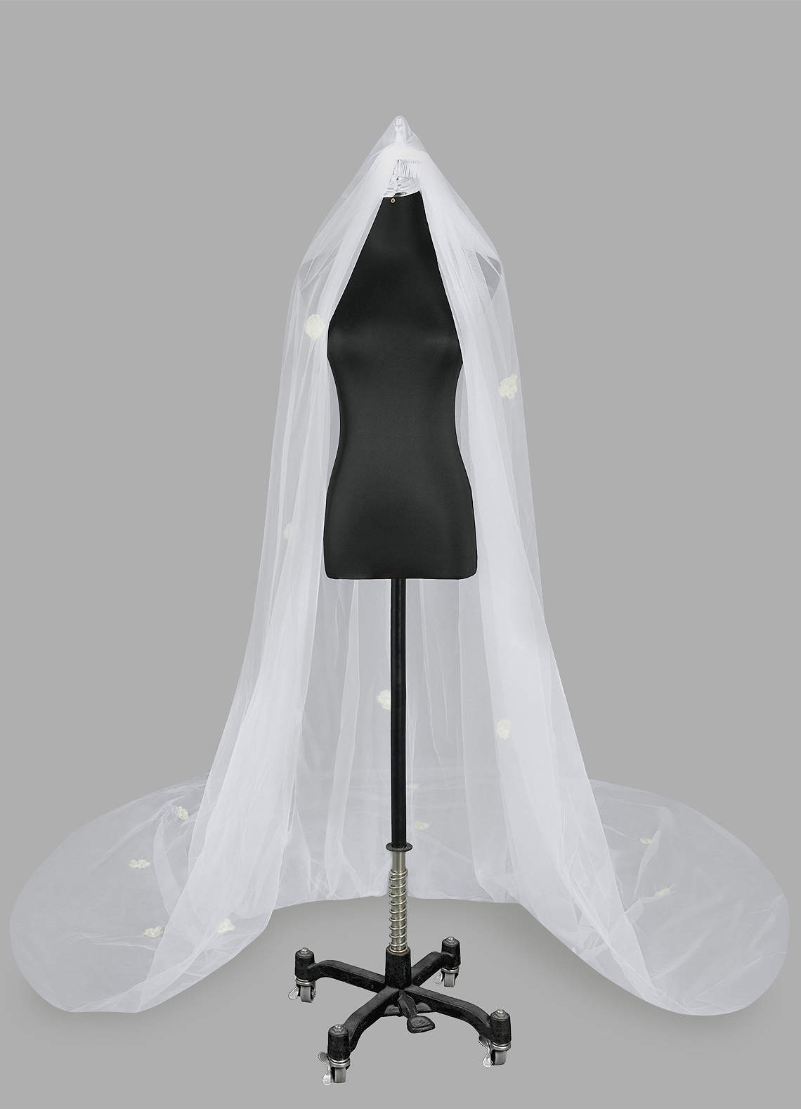 front 3D Flower Cathedral Veil