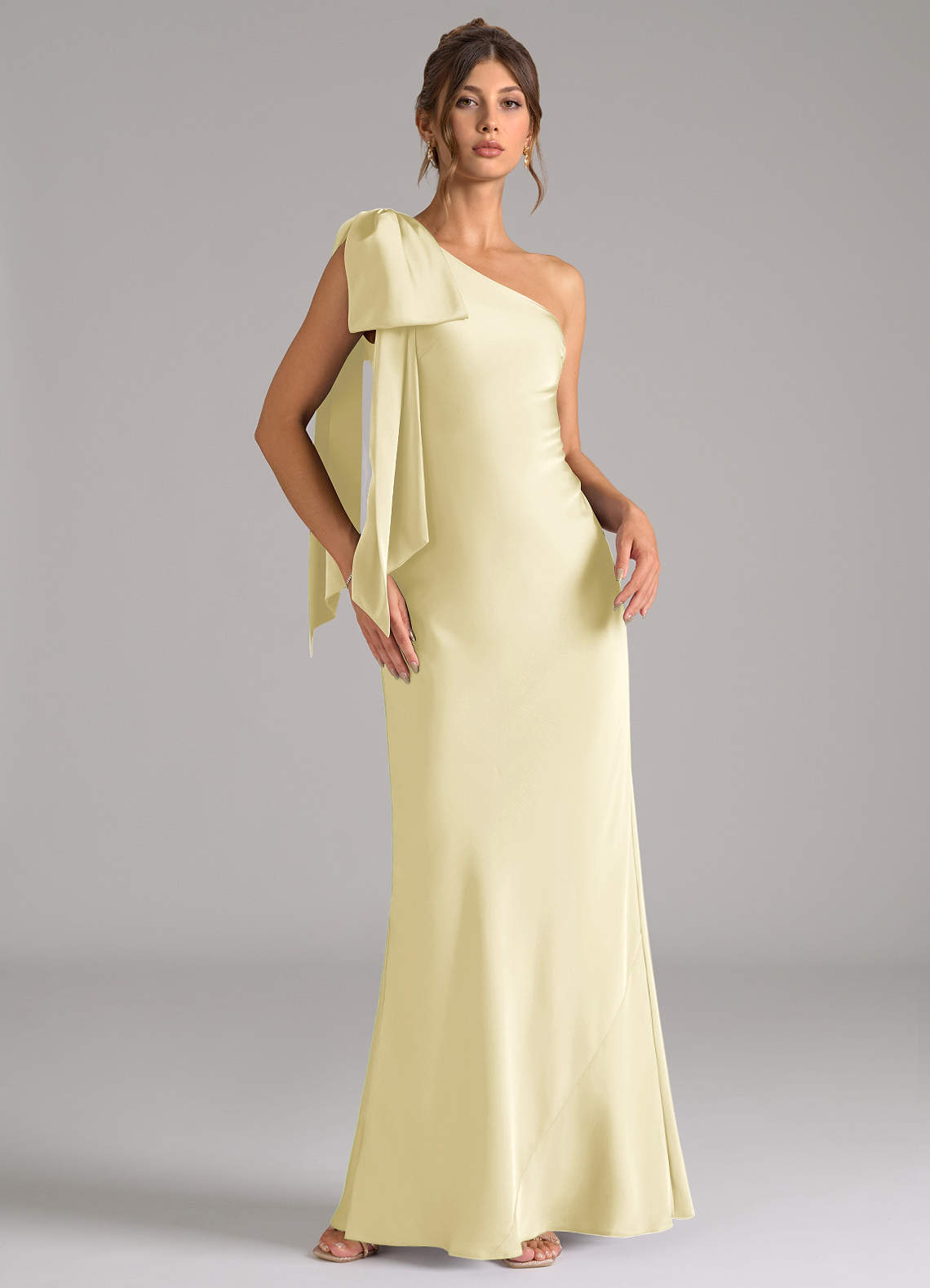 lemon bridesmaid dresses Six Stories Cowl Back Satin Bridesmaid Dress
